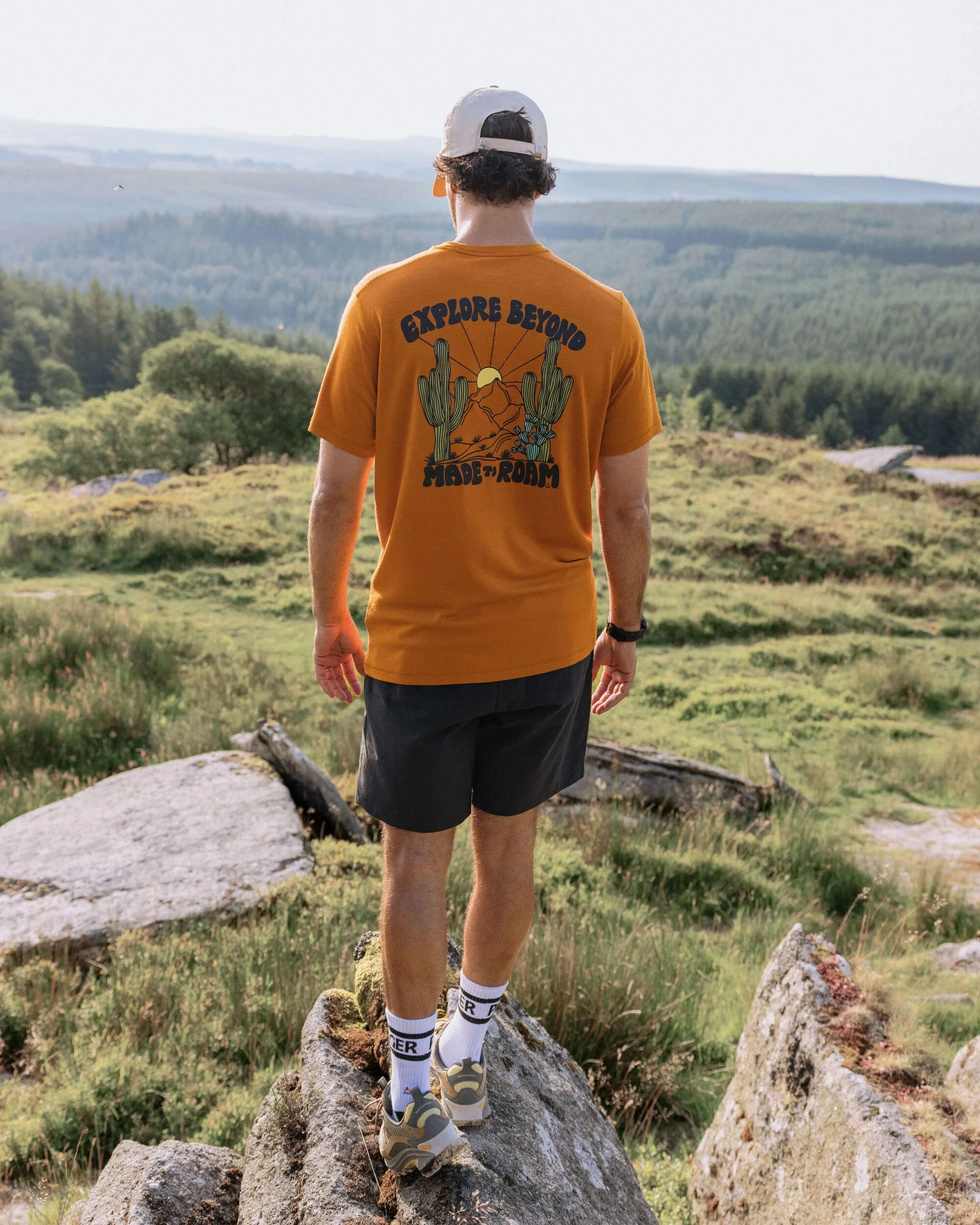 Camp Lost Lightweight Merino Blend T-Shirt - Retro Orange