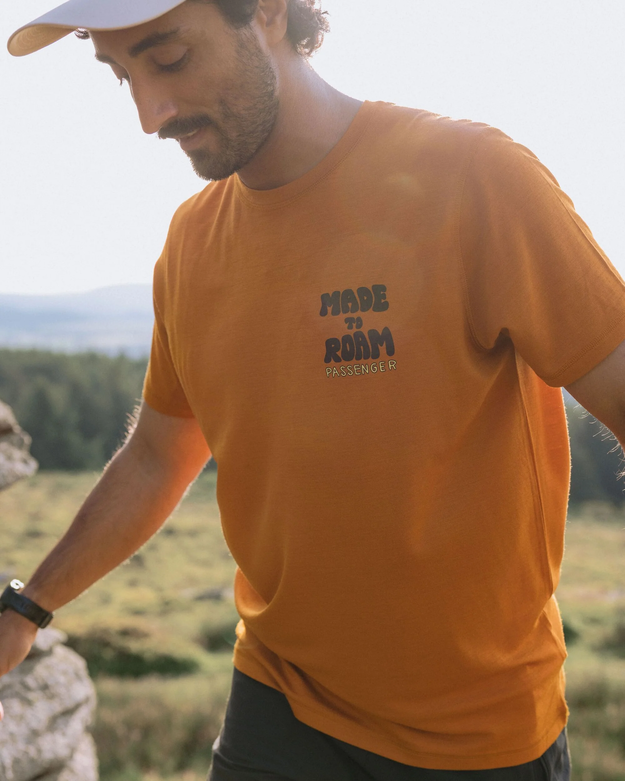 Camp Lost Lightweight Merino Blend T-Shirt - Retro Orange - Image 3