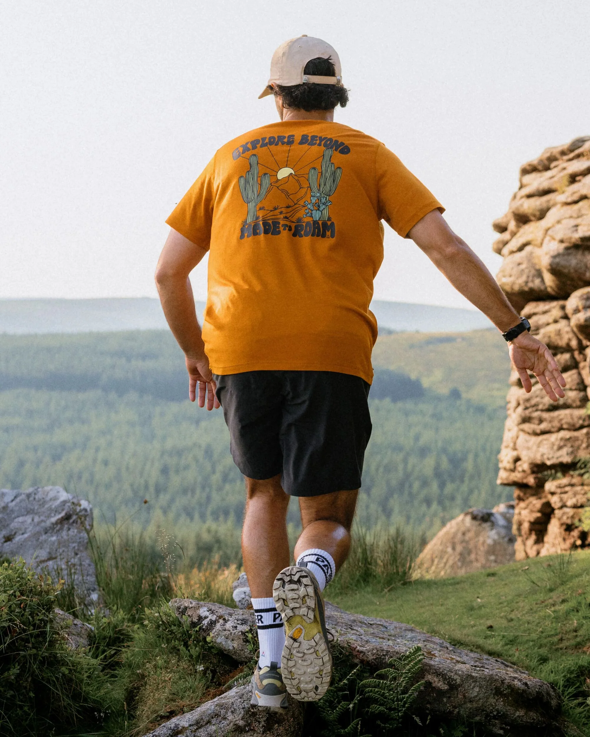 Camp Lost Lightweight Merino Blend T-Shirt - Retro Orange - Image 4