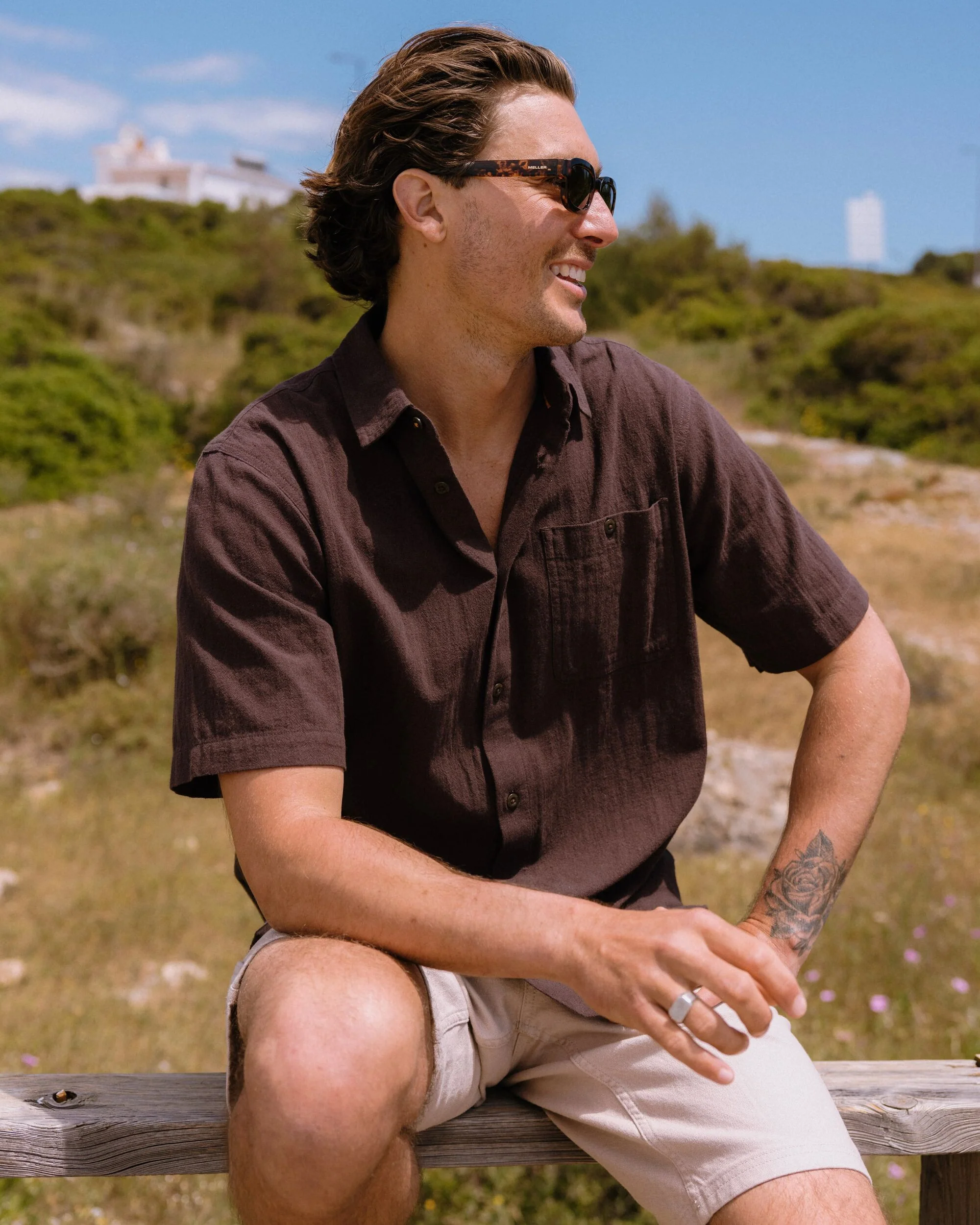 Chill Textured Short Sleeve Shirt - Espresso - Image 4