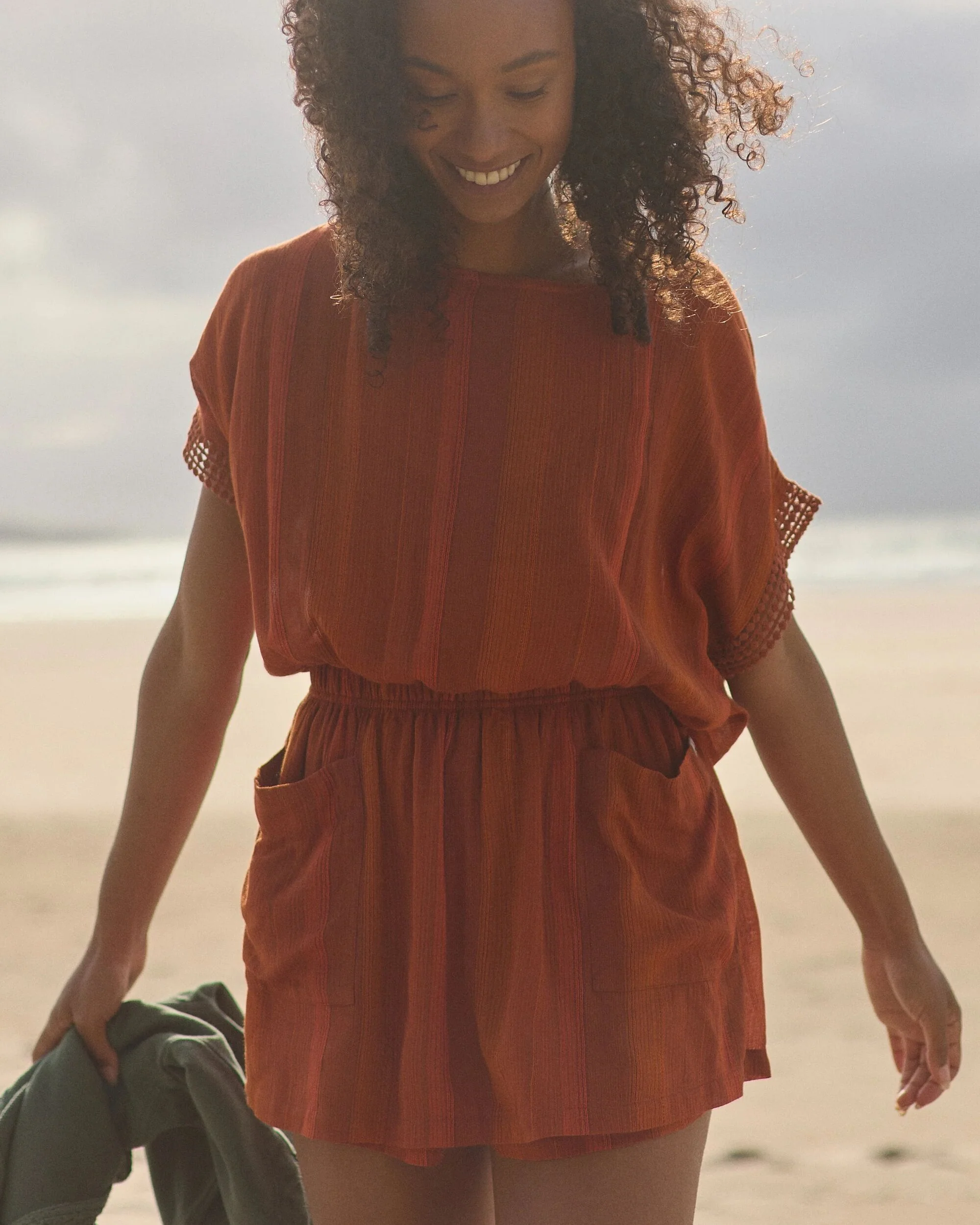 Clarity Short Skort Dress - Ember Orange Stripe - Image 4