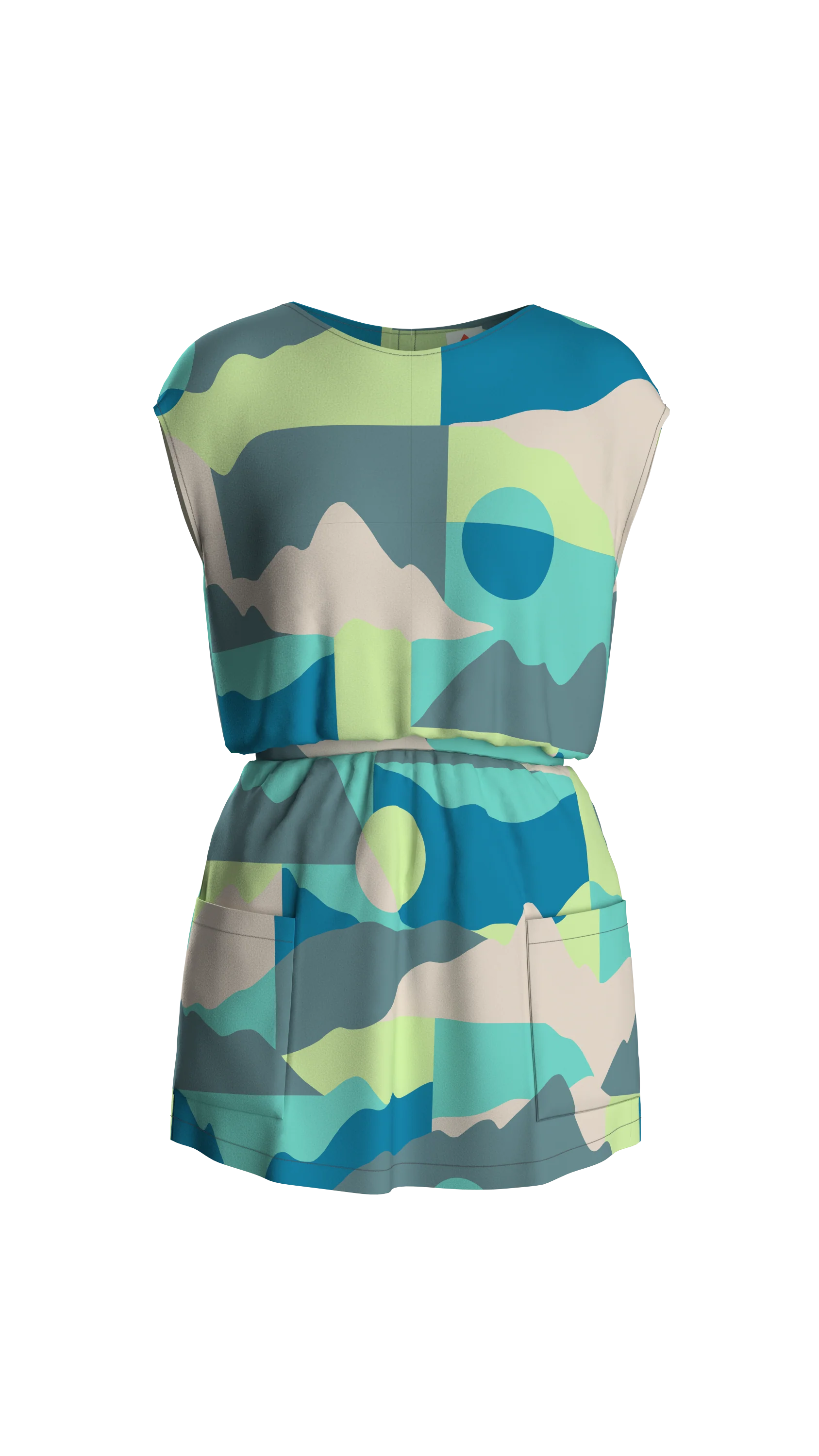Clarity Short Skort Dress - Vista Patchwork Aqua - Image 14