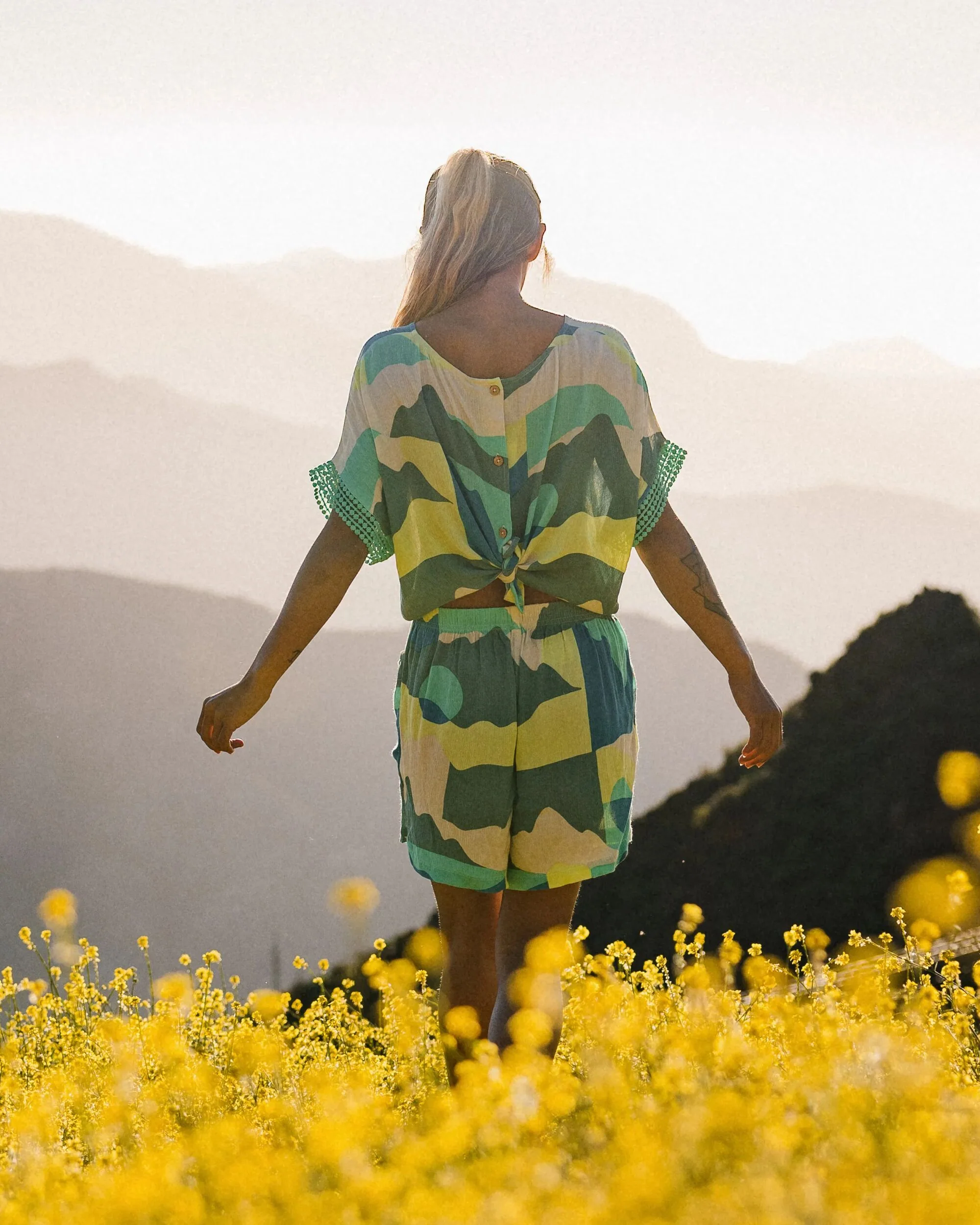 Clarity Short Skort Dress - Vista Patchwork Aqua - Image 3
