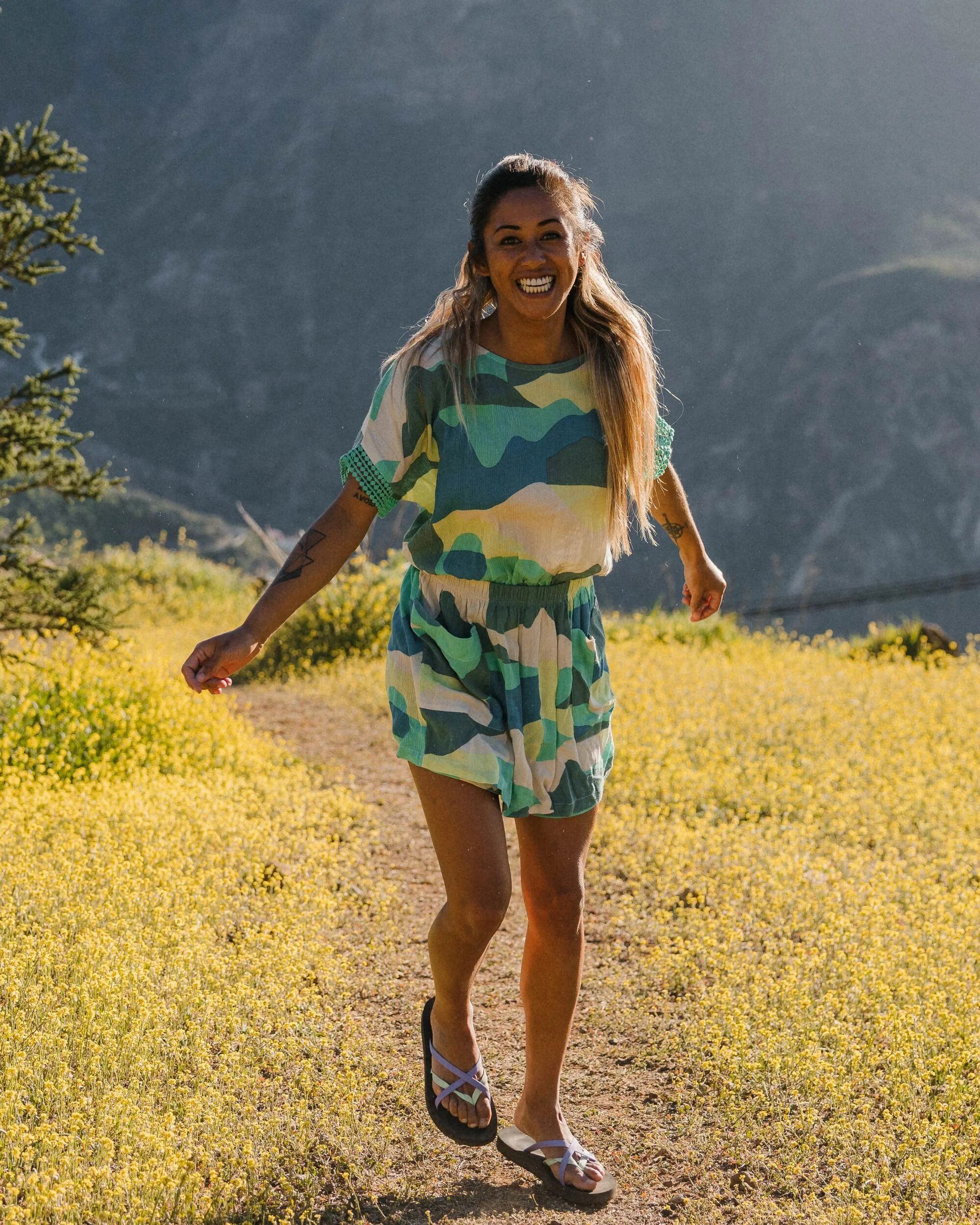 Clarity Short Skort Dress - Vista Patchwork Aqua - Image 5