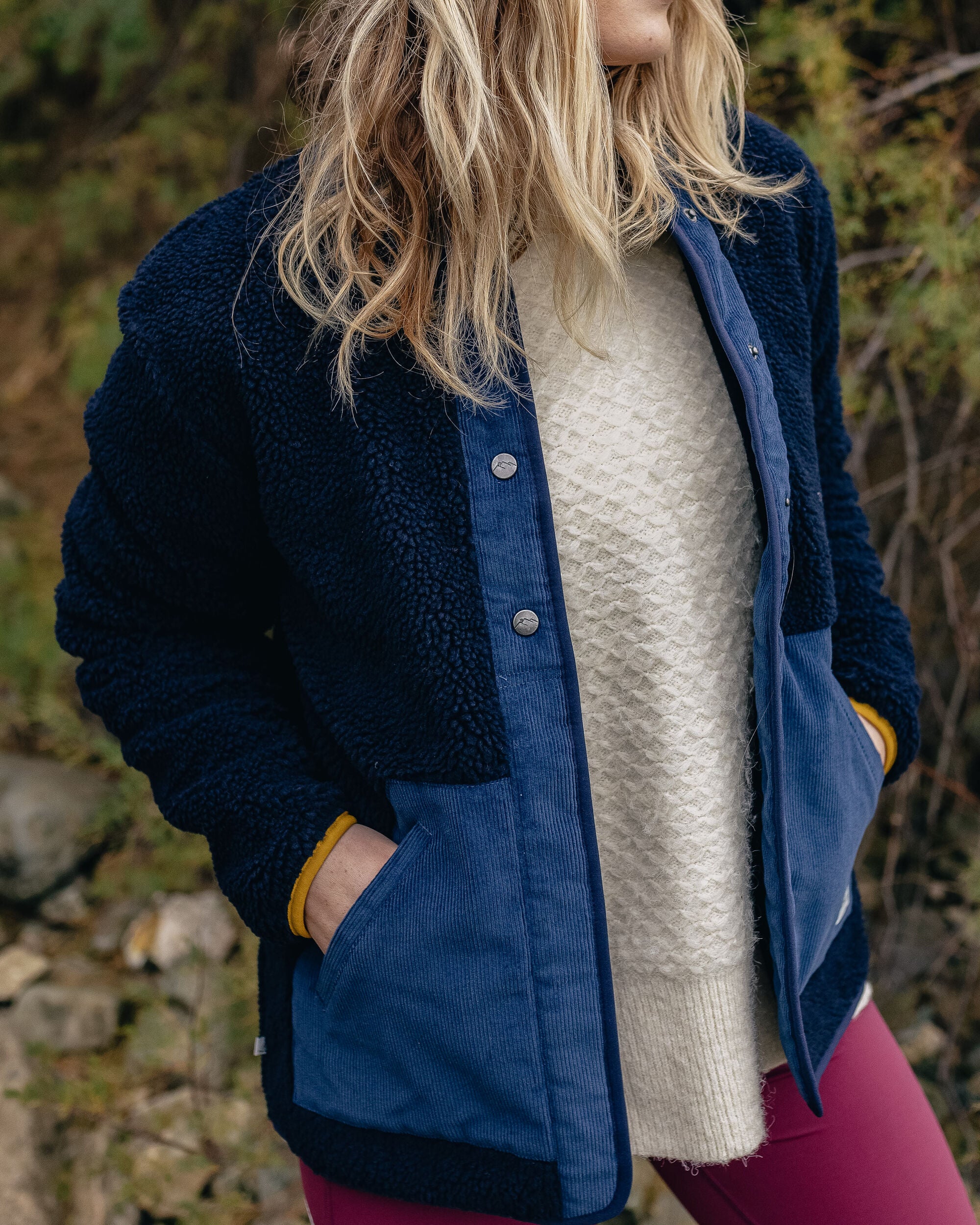 Clover Sherpa Fleece - Deep Navy