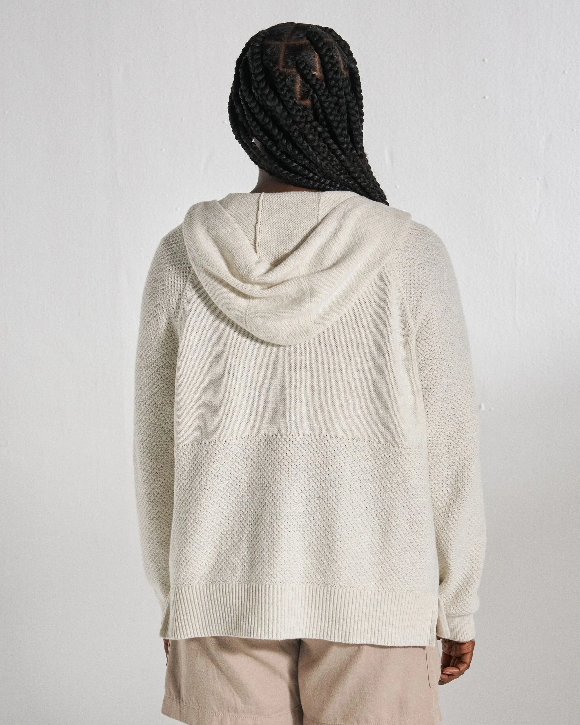 Cove Full Zip Knitted Hoodie - Off White - Image 7