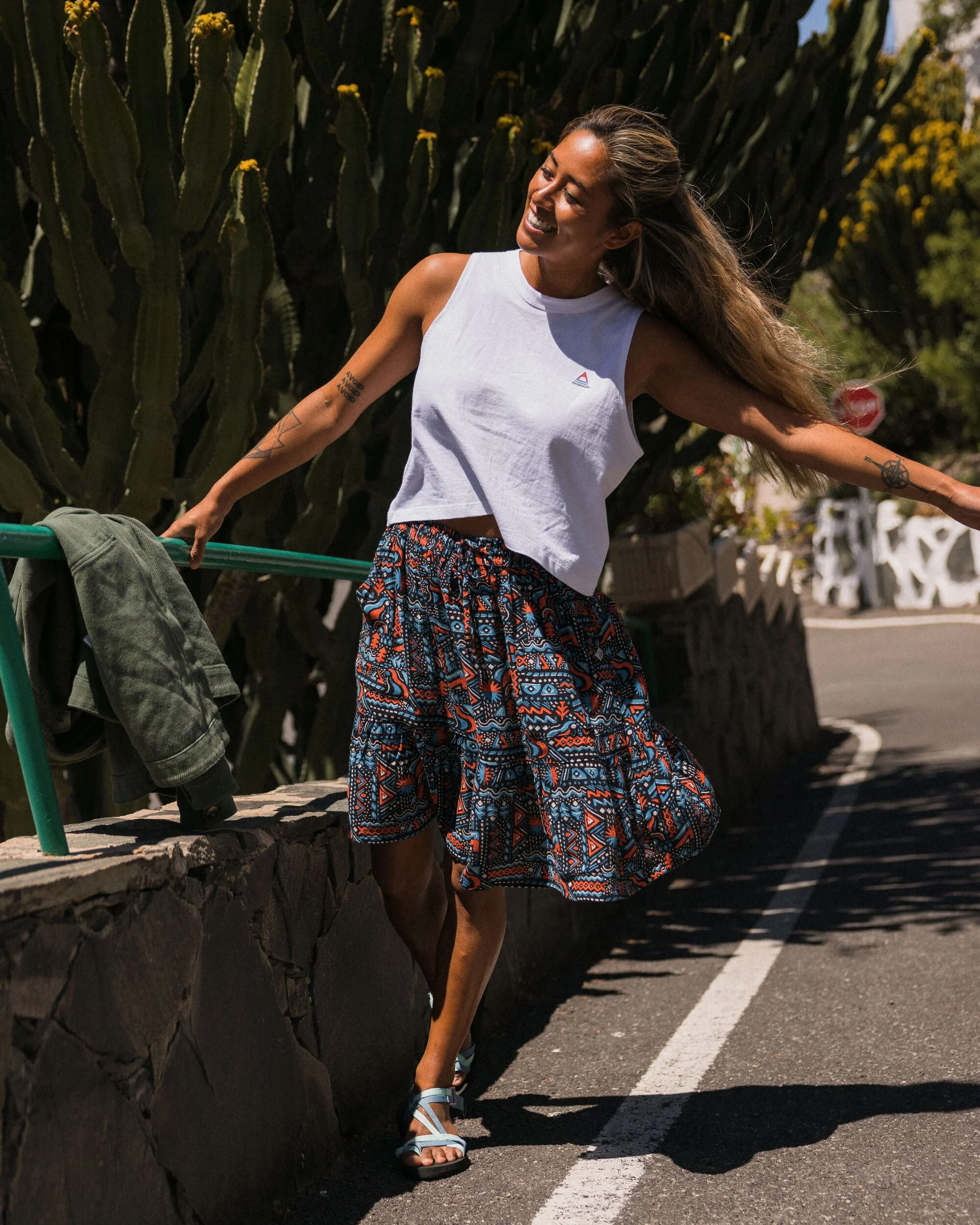 Dew EcoVero Woven Skirt - Elemental Geo Black - Image 3
