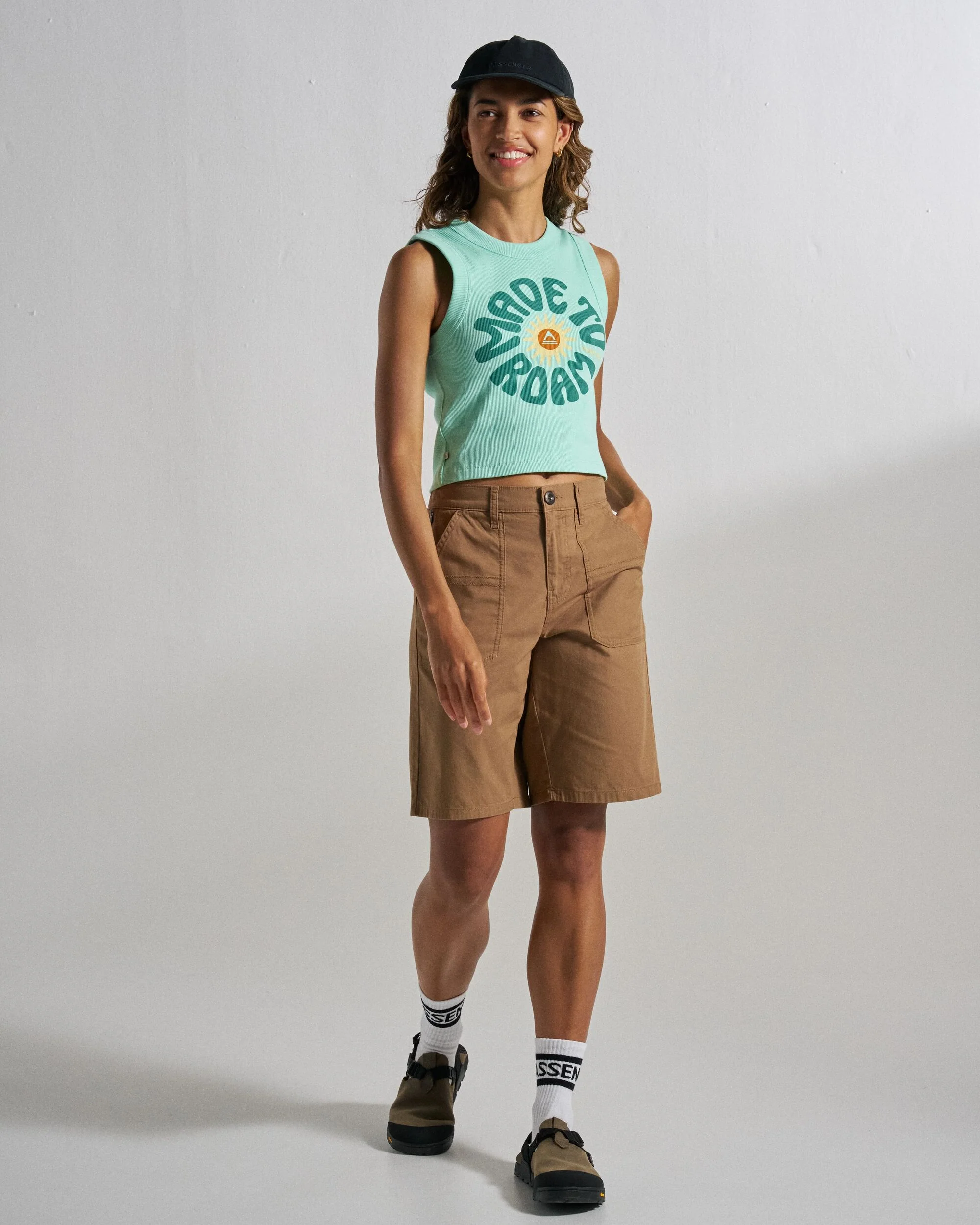 Easy Days Ribbed Graphic Cropped Vest - Aquamarine - Image 6
