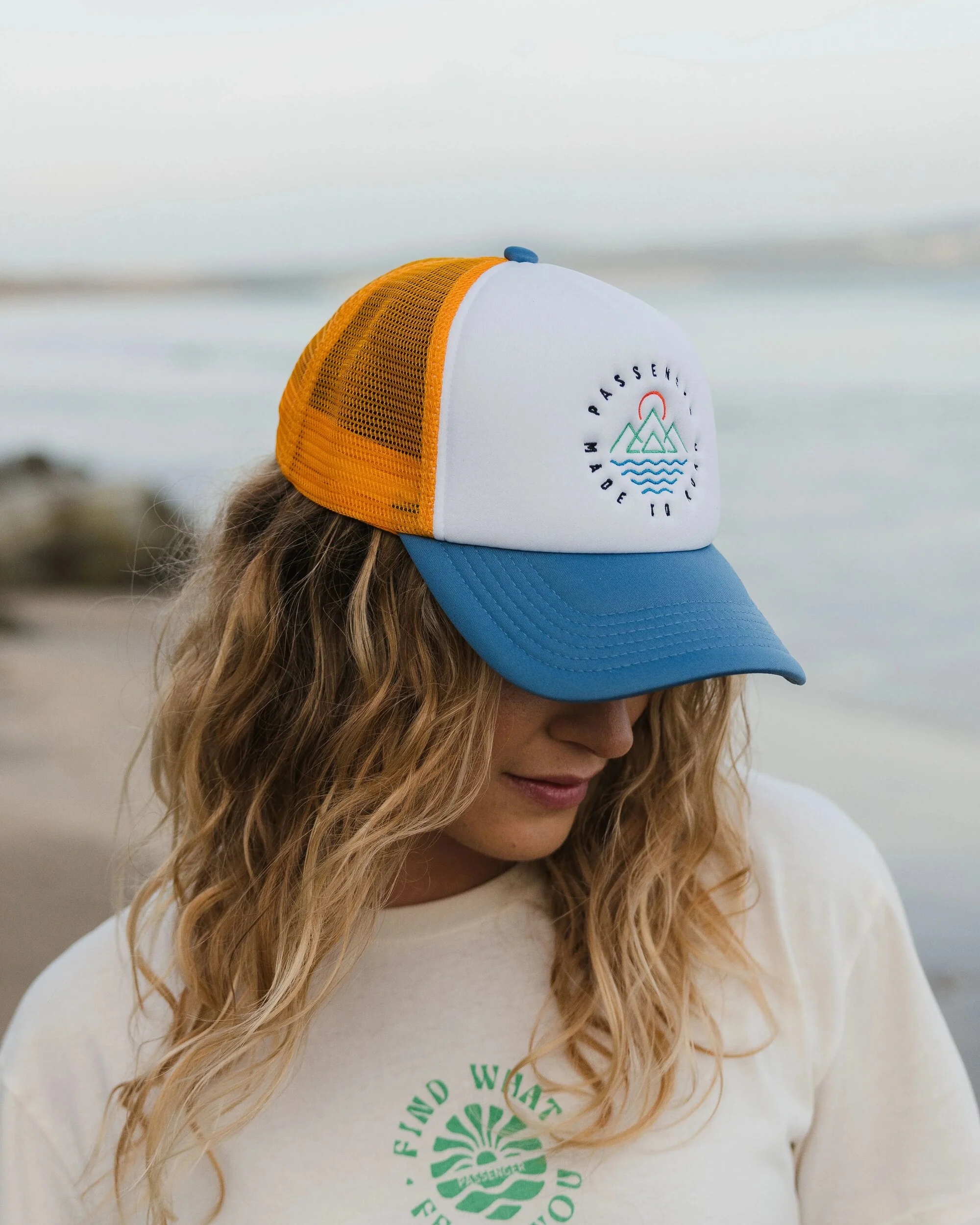 Escapism Trucker Cap - Mustard Yellow/Moonlight Blue - Image 2