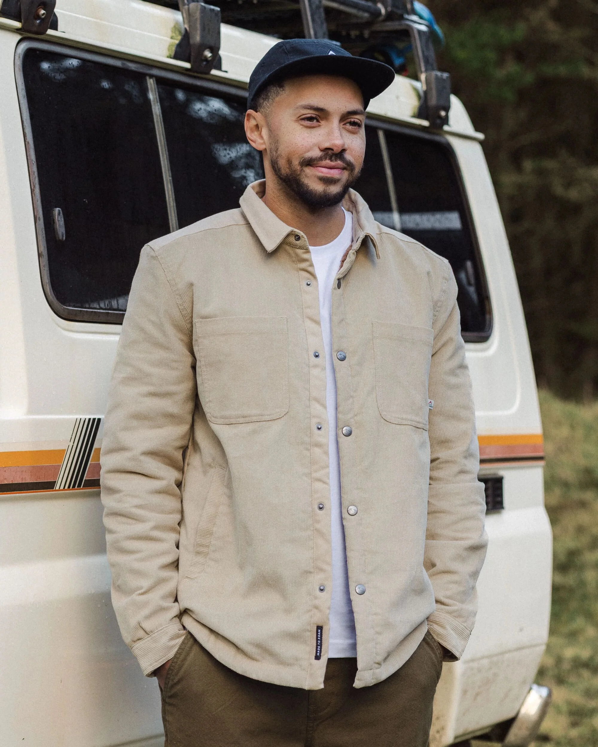 Kodiak Sherpa Lined Cord Overshirt - Stone