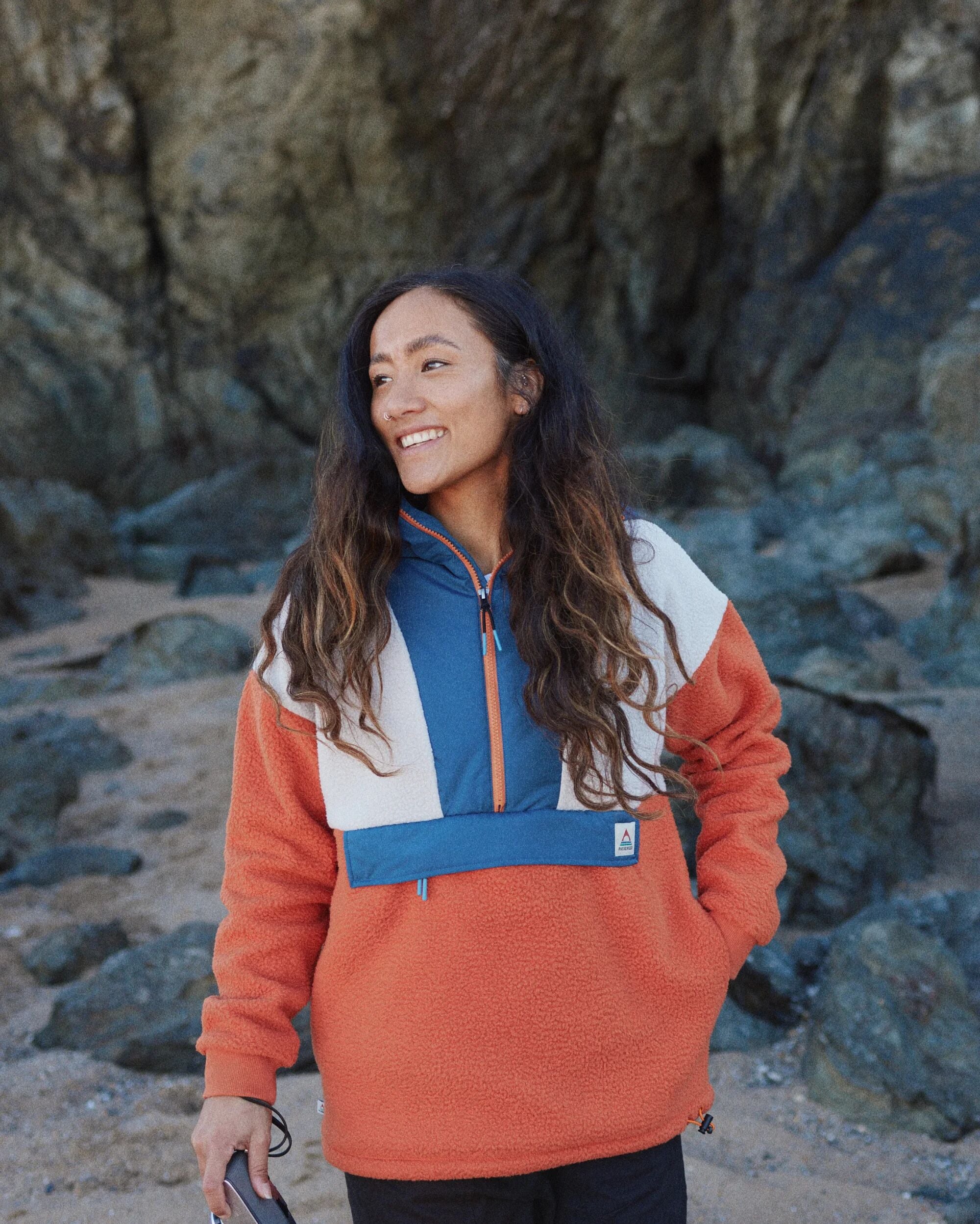 Maren 1/2 Zip Sherpa Fleece - Burnt Orange