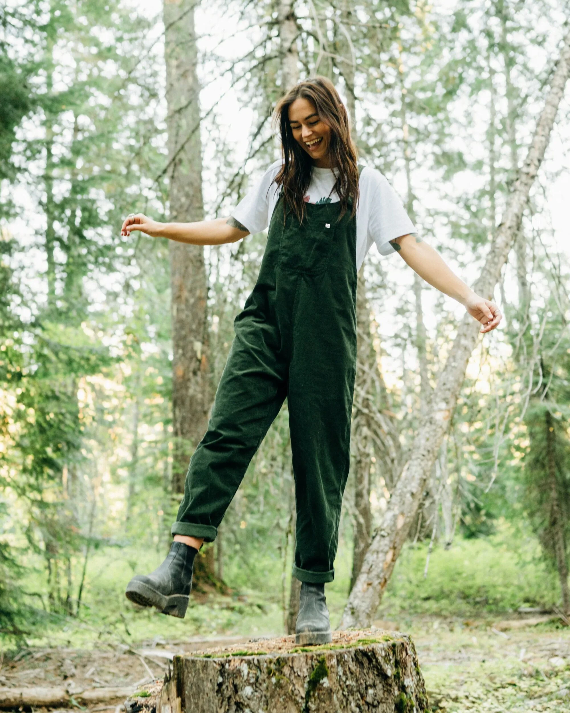 Meadows Organic Cotton Cord Dungarees - Fir Tree