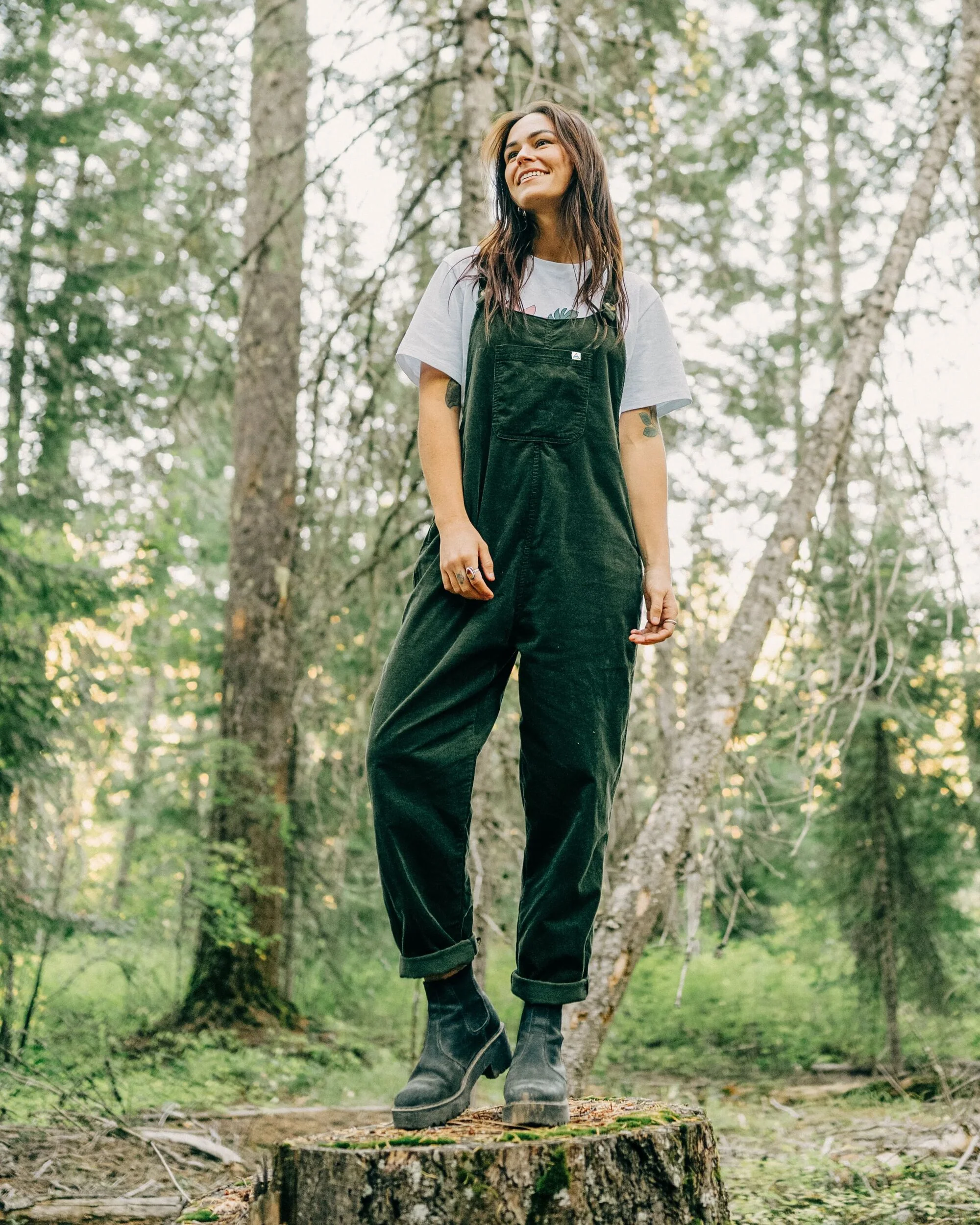 Meadows Organic Cotton Cord Dungarees - Fir Tree - Image 3