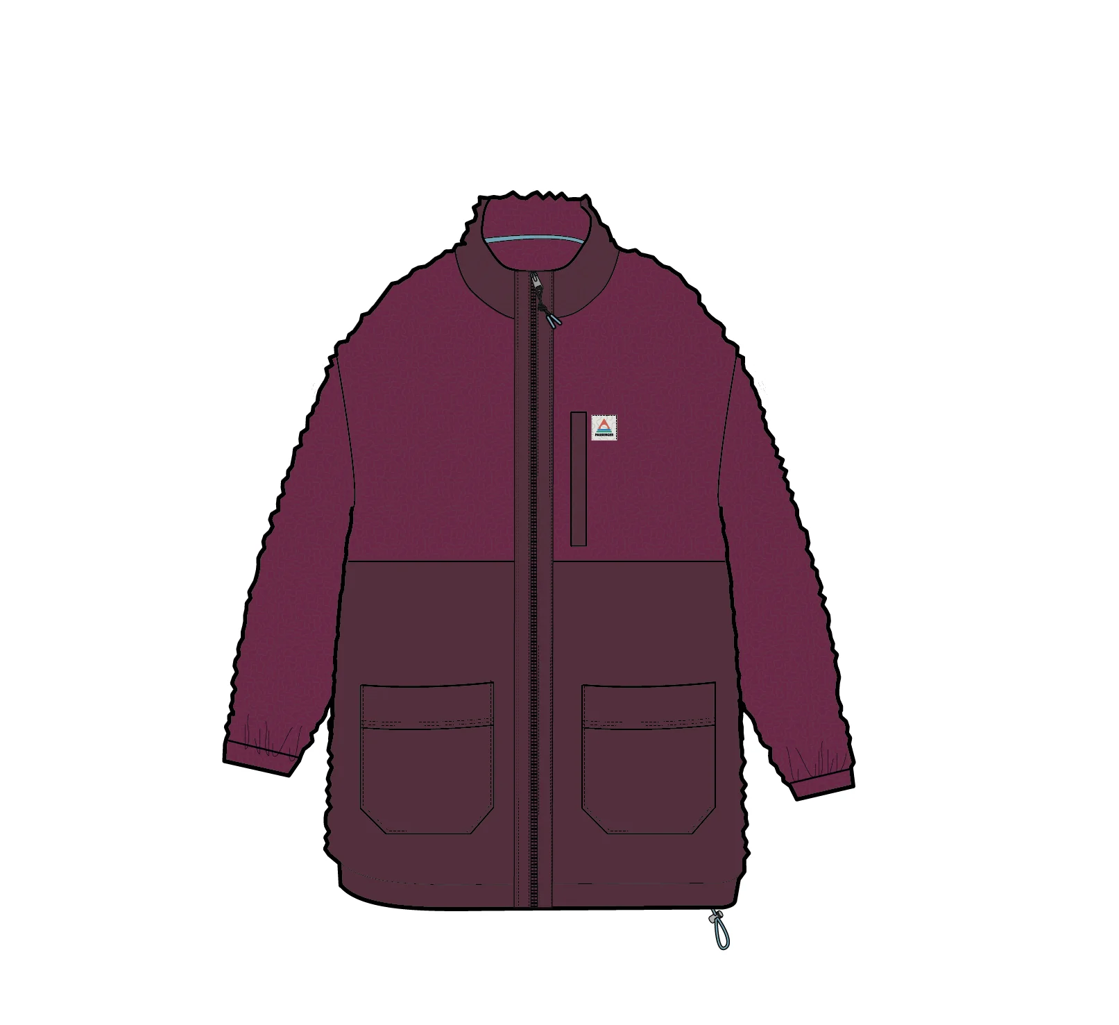 Oak Teddy Long Line Fleece - Fig/Wild Berry - Image 6