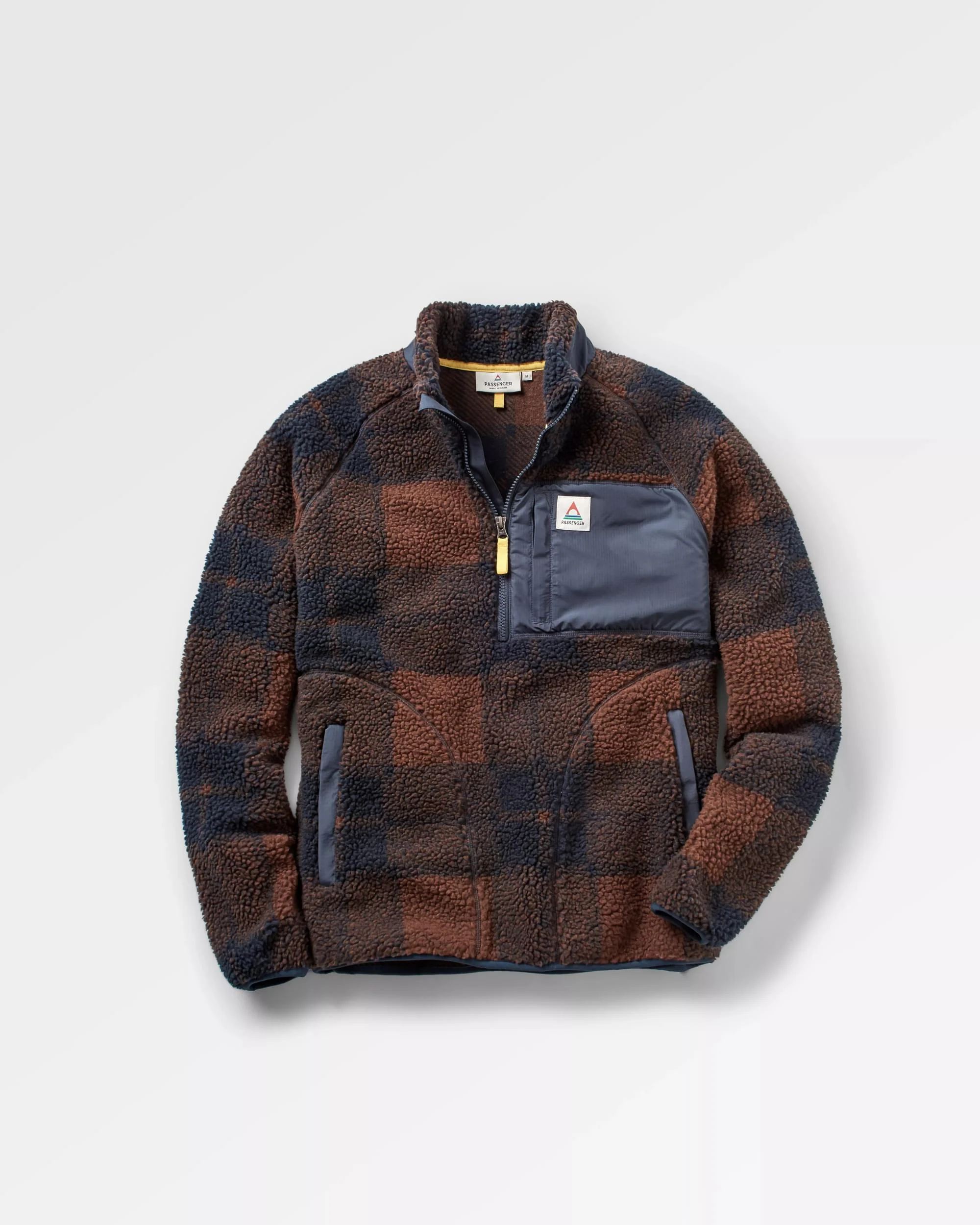 Offroad Sherpa 1/2 Zip Fleece - Chestnut/Deep Navy Check - Image 2