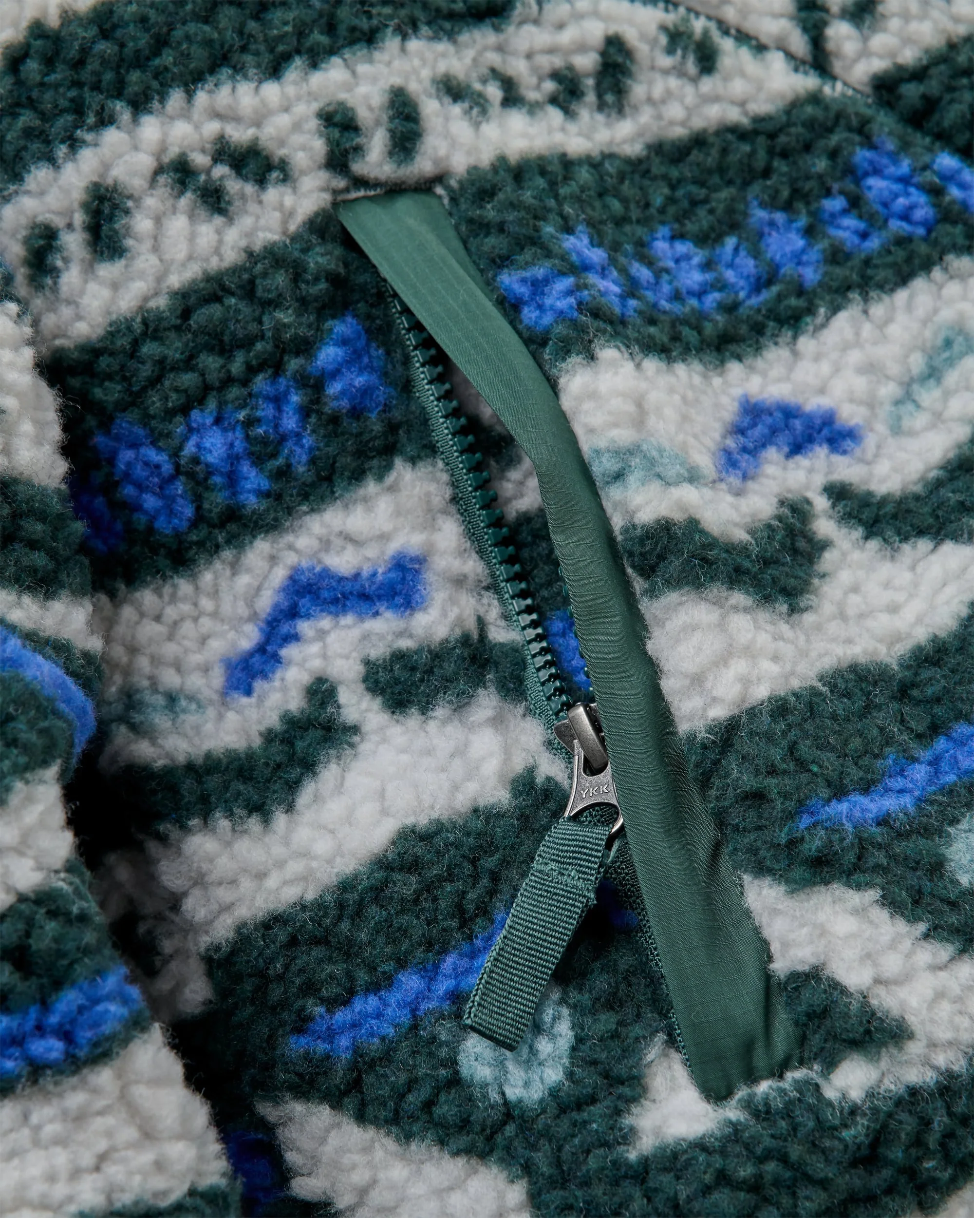 Offroad Sherpa 1/2 Zip Fleece - Geo Tracks Dark Fern/Birch - Image 2