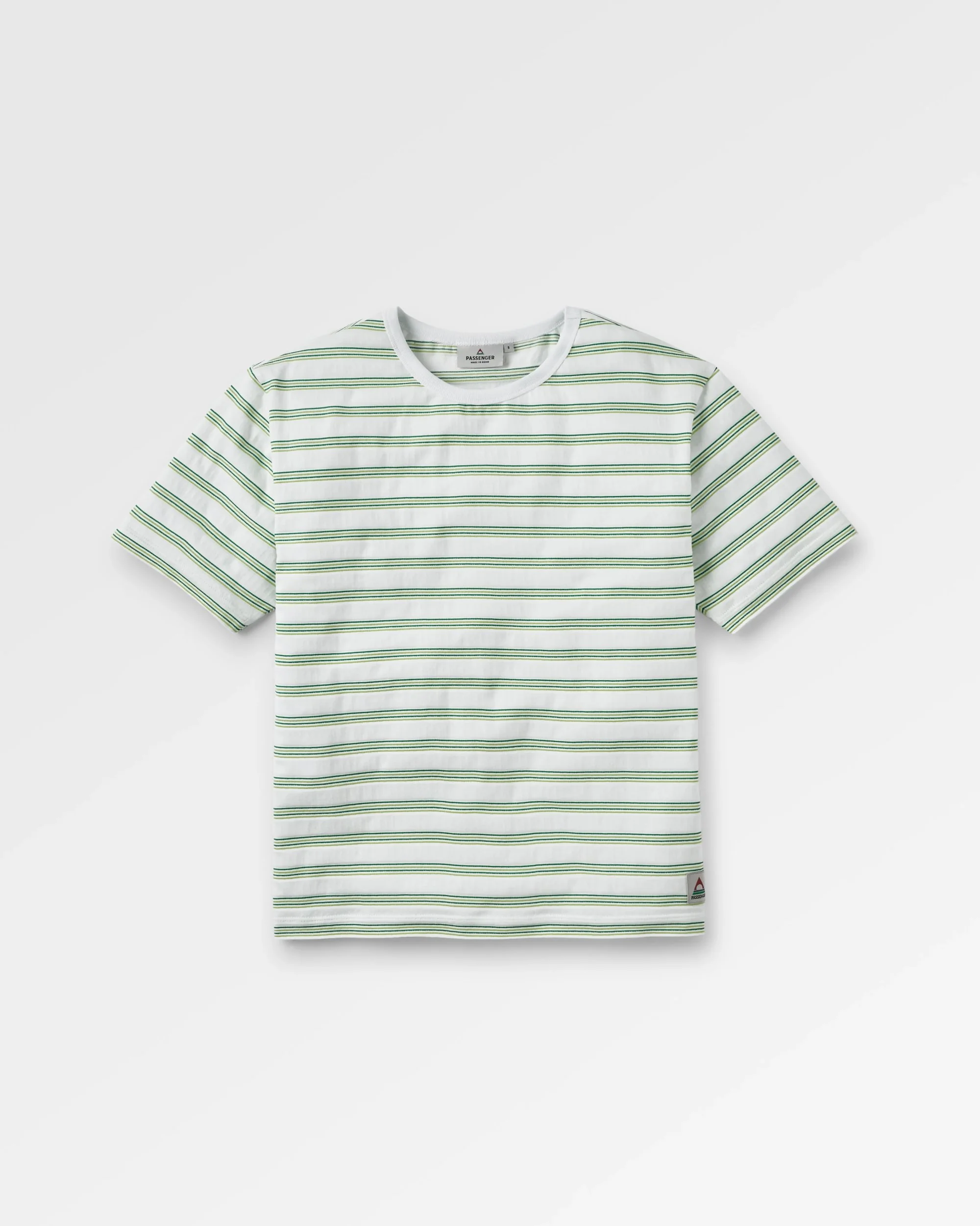 Retro Vibes Organic Cotton T-Shirt - Multi White/Green Stripe - Image 2