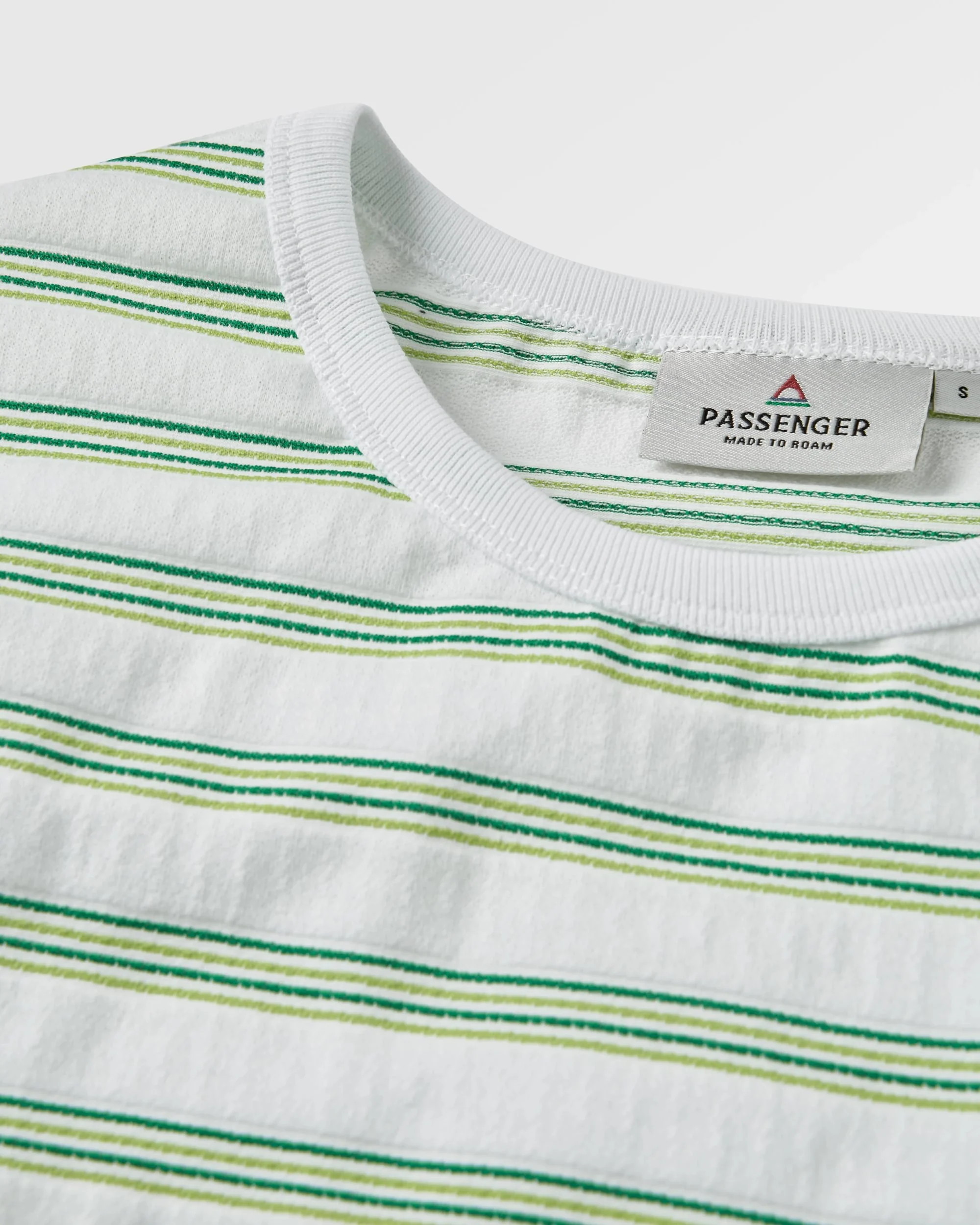 Retro Vibes Organic Cotton T-Shirt - Multi White/Green Stripe - Image 3