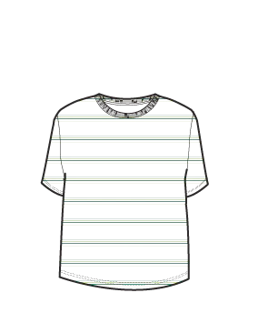 Retro Vibes Organic Cotton T-Shirt - Multi White/Green Stripe - Image 6