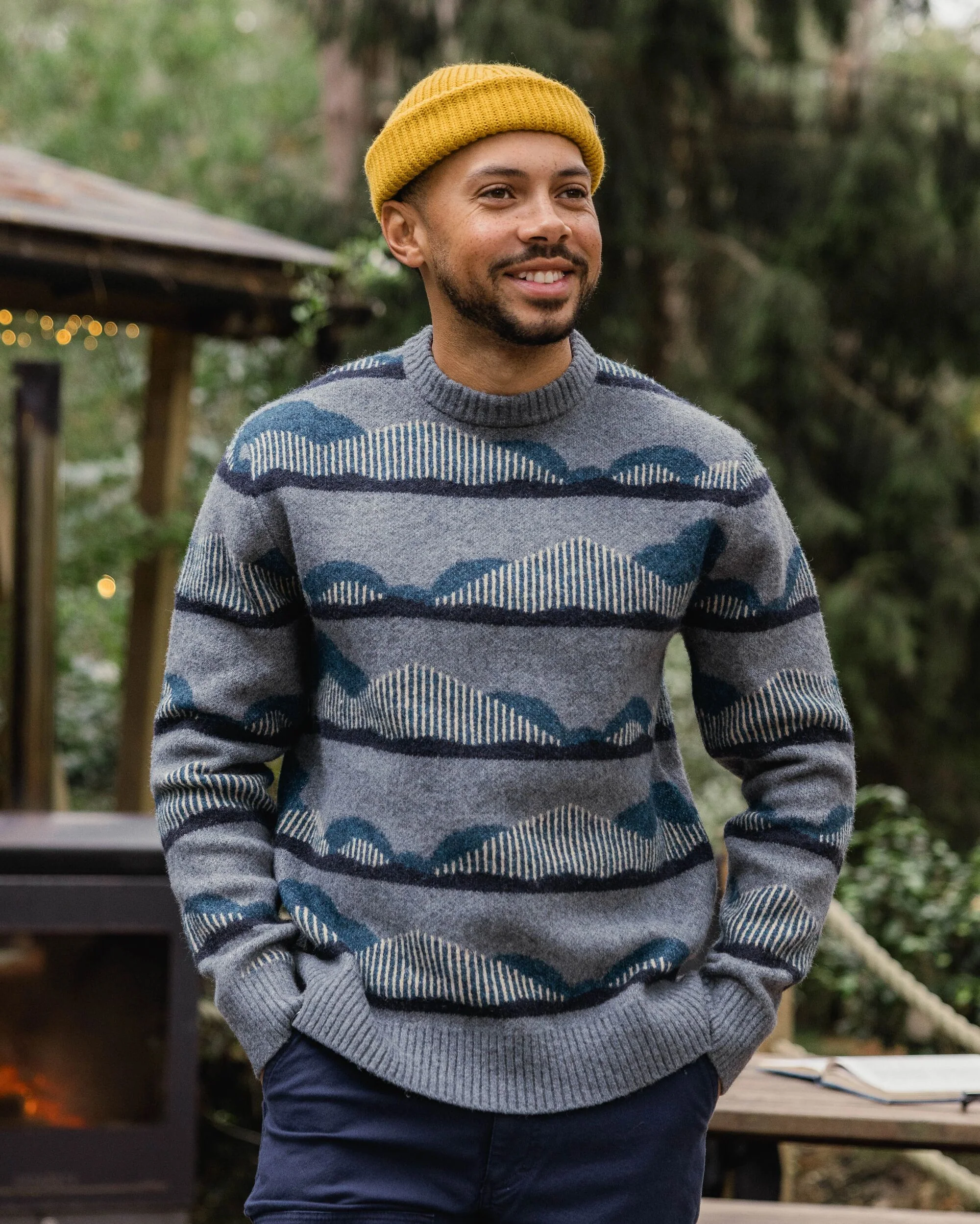 Seafoam Patterned Knitted Jumper - Scenic Stripe Blue