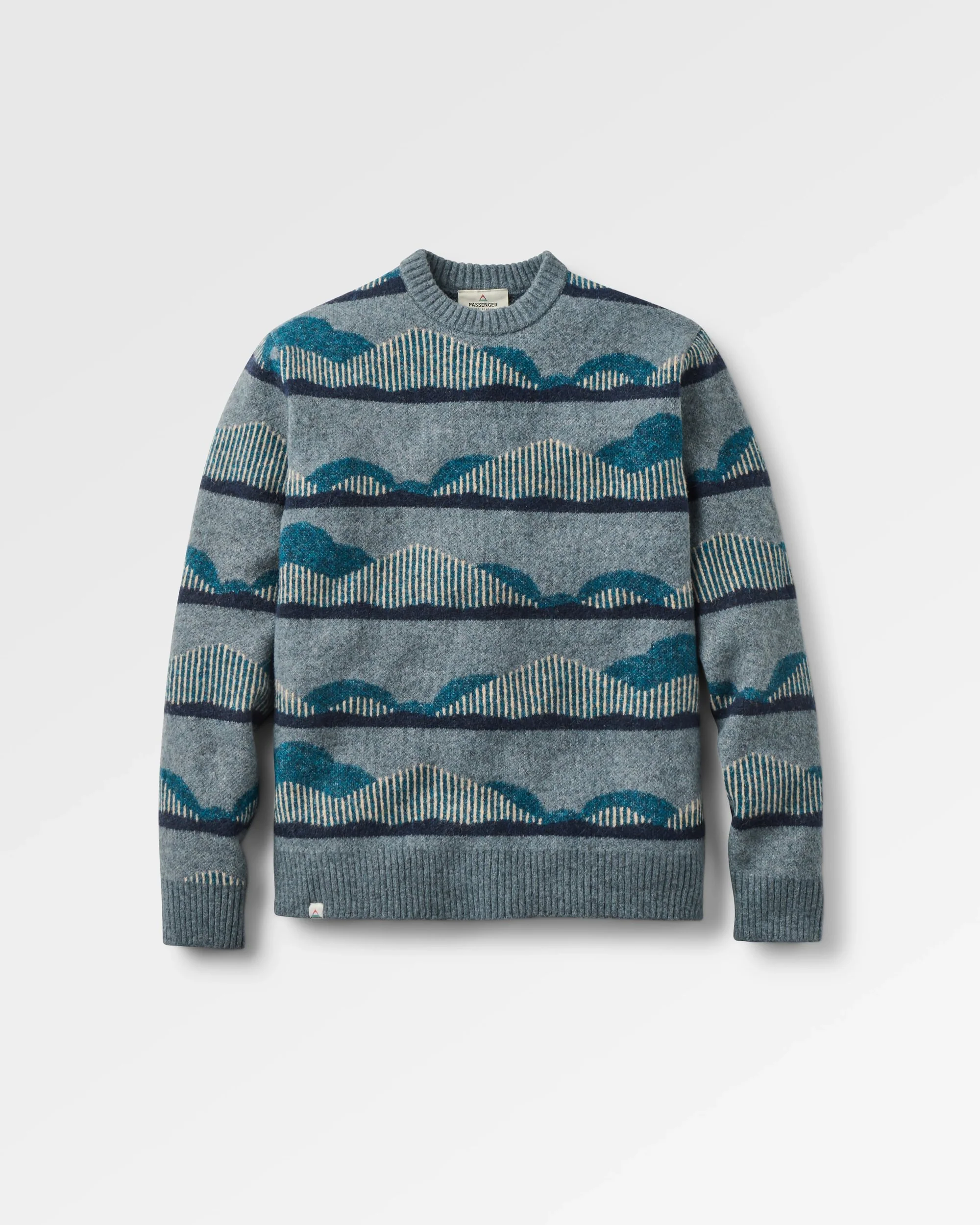 Seafoam Patterned Knitted Jumper - Scenic Stripe Blue - Image 2