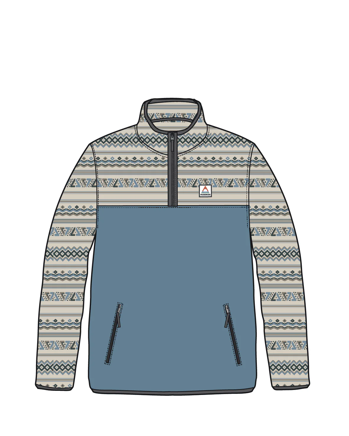 Set Off Polar 1/4 Zip Fleece - Geo Stripe Birch - Image 10
