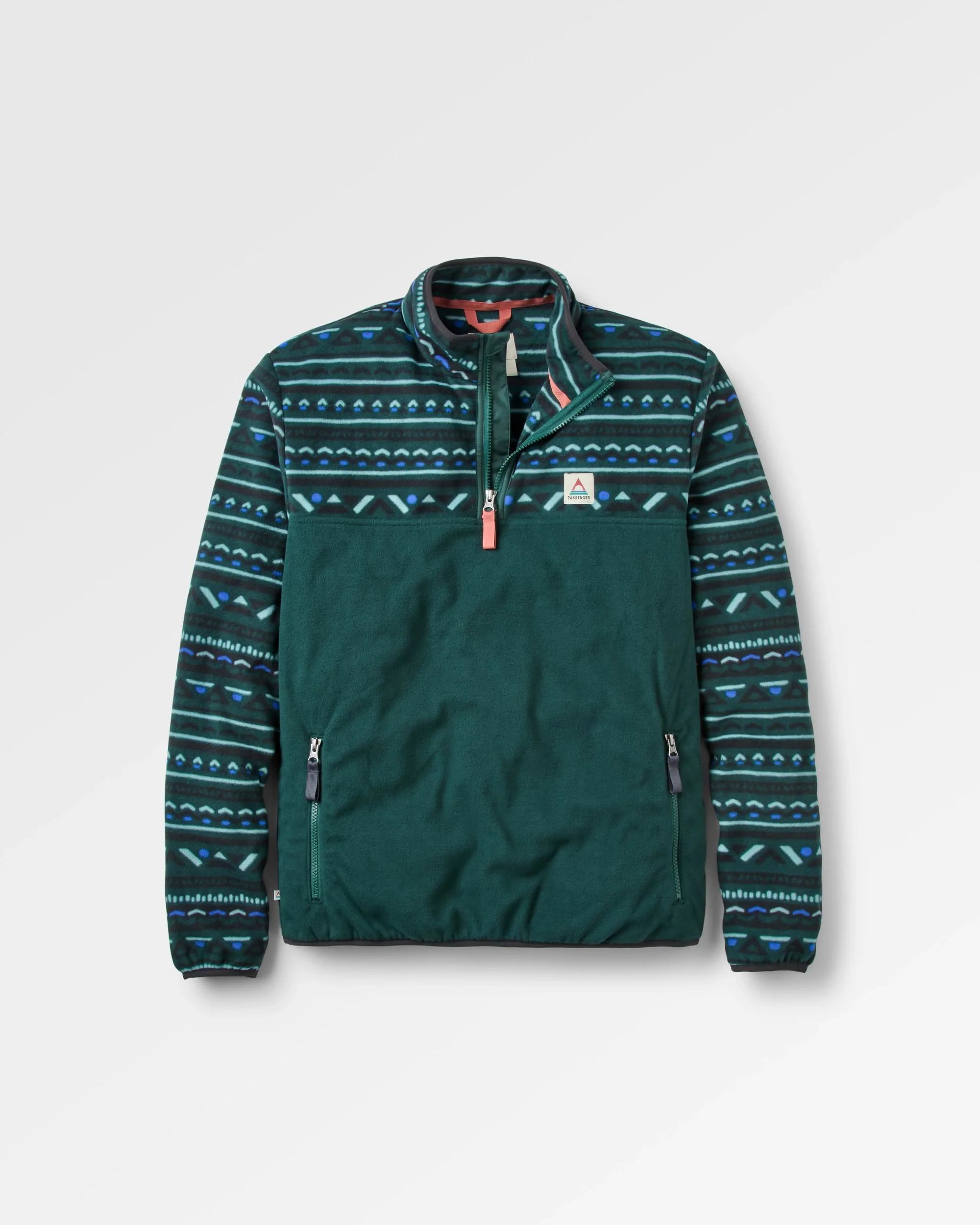 Set Off Polar 1/4 Zip Fleece - Geo Tracks Dark Fern