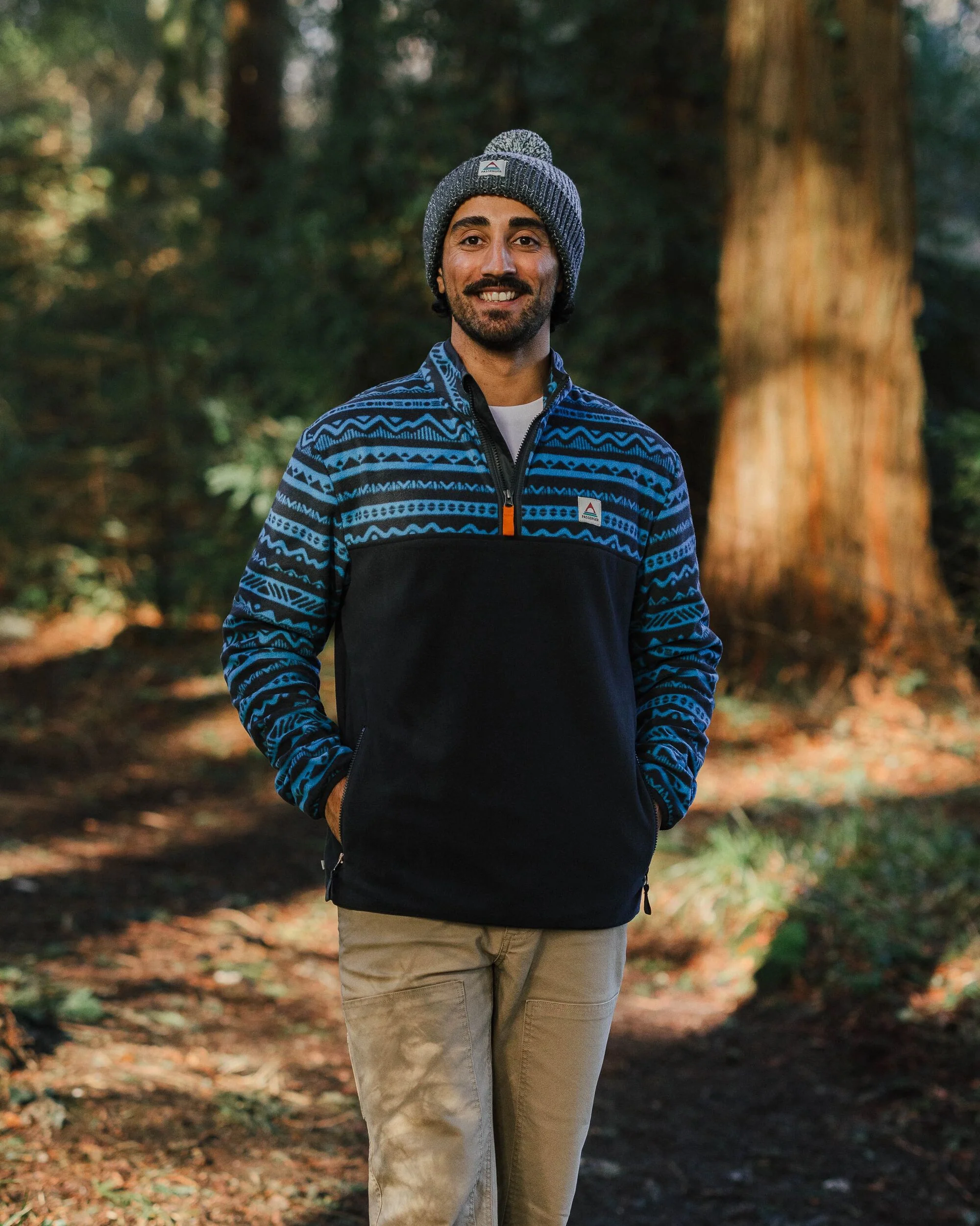 Set Off Polar 1/4 Zip Fleece - Mountain Geo Charcoal/Bluejay - Image 3