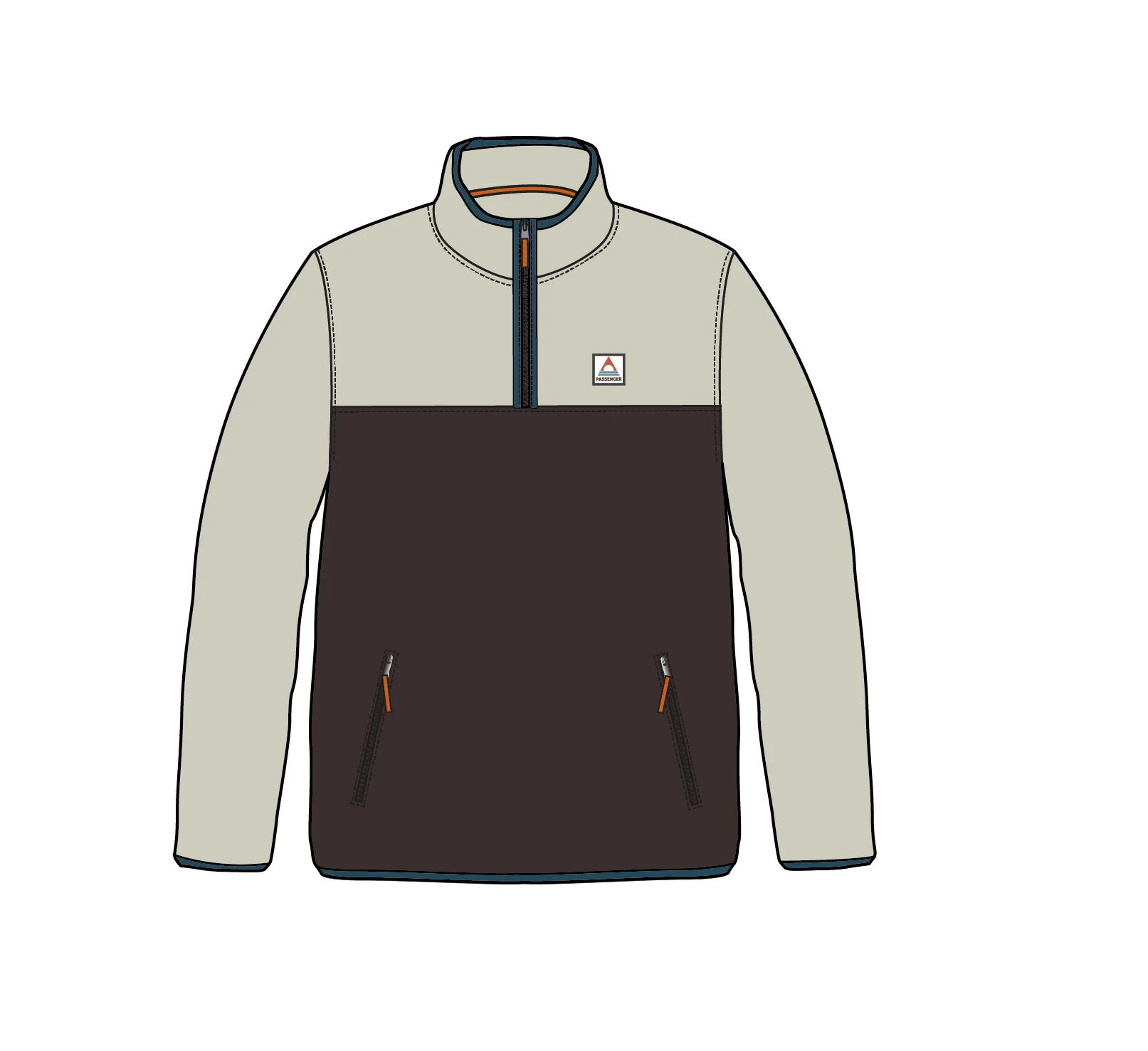 Set Off Polar 1/4 Zip Fleece - Oatmeal/Espresso - Image 6