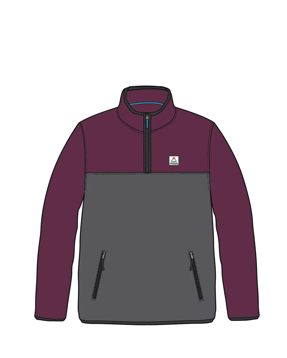 Set Off Polar 1/4 Zip Fleece - Warm Berry/Charcoal - Image 5