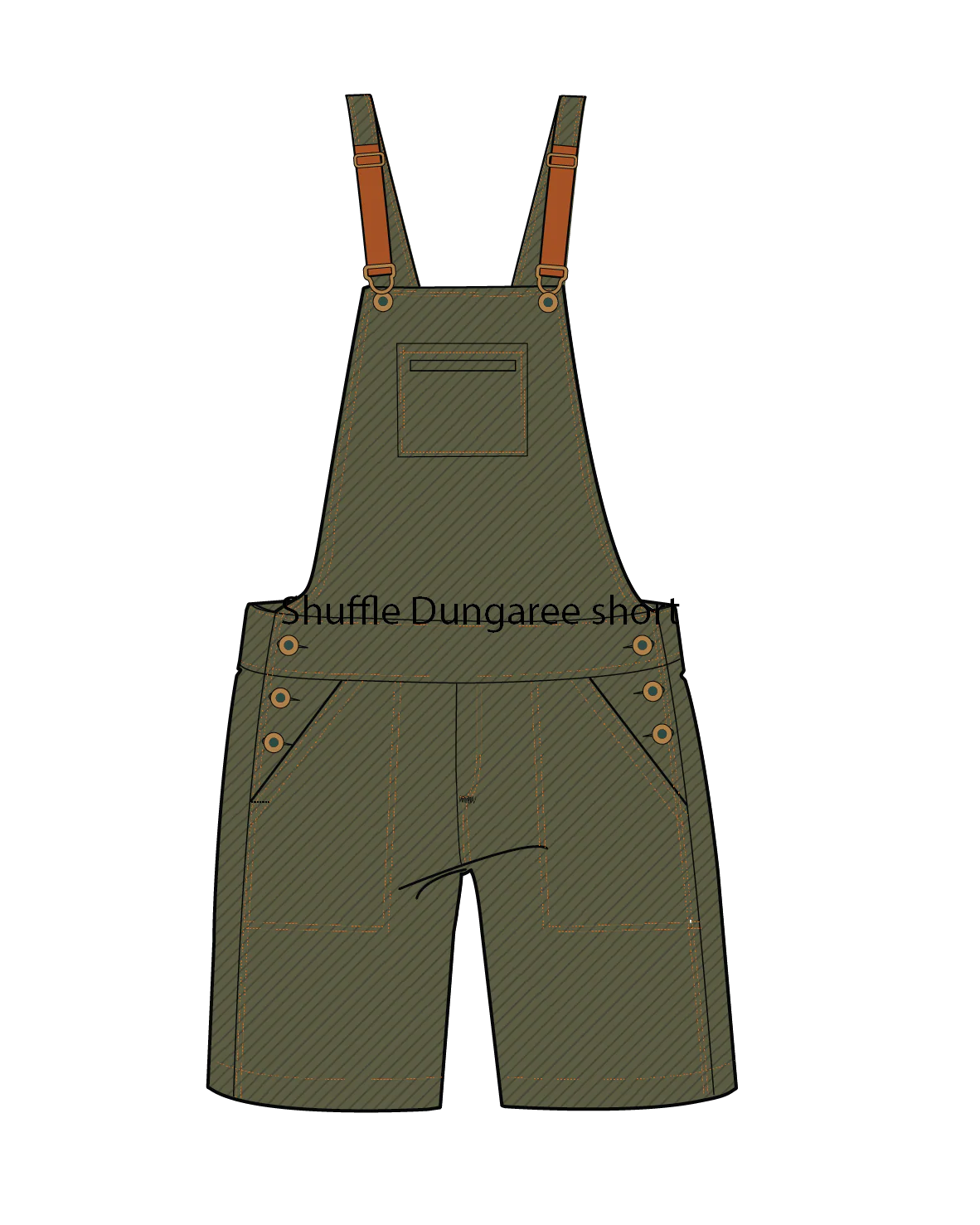 Shuffle Light Cotton Short Dungarees - Wild Green - Image 12