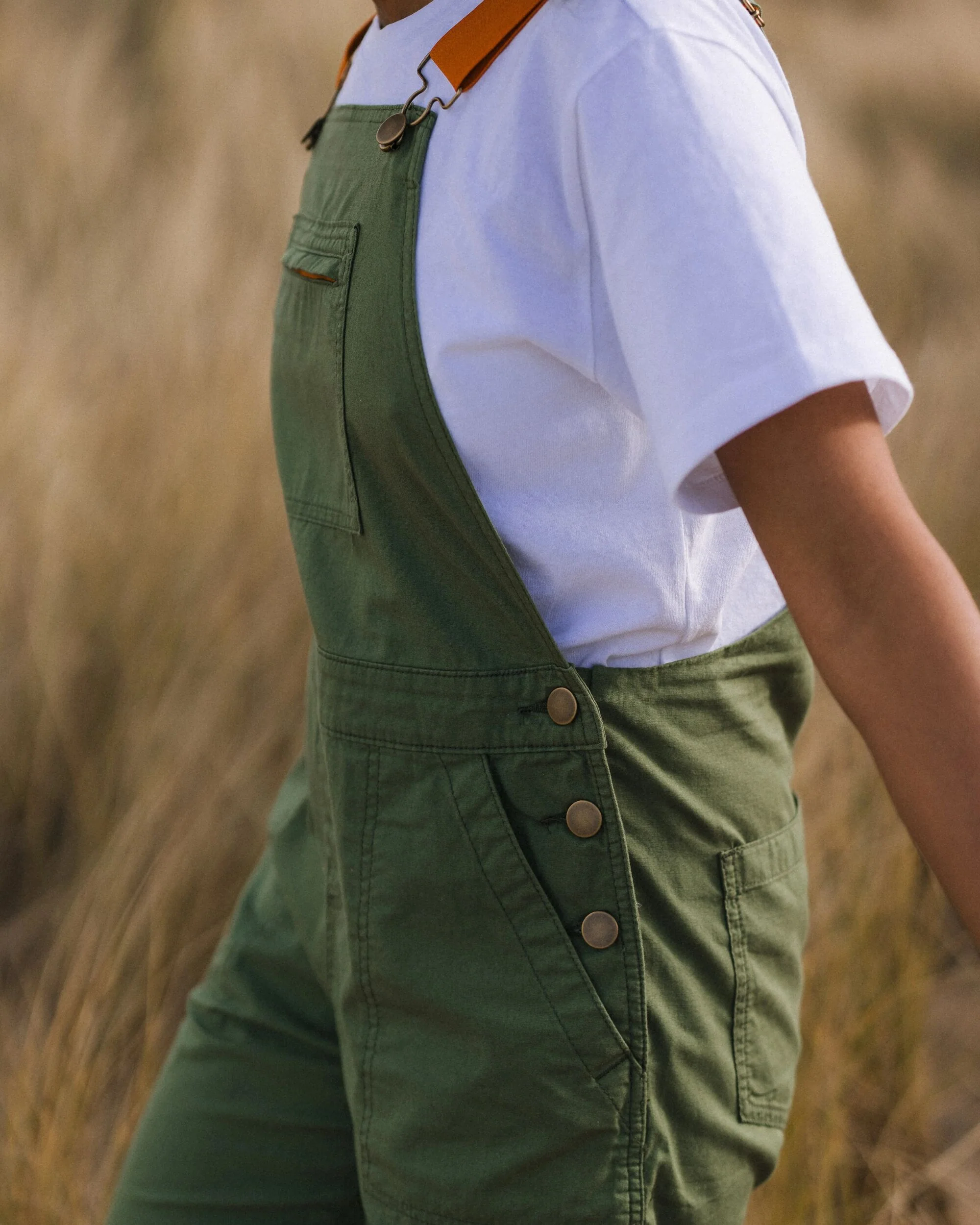 Shuffle Light Cotton Short Dungarees - Wild Green - Image 5