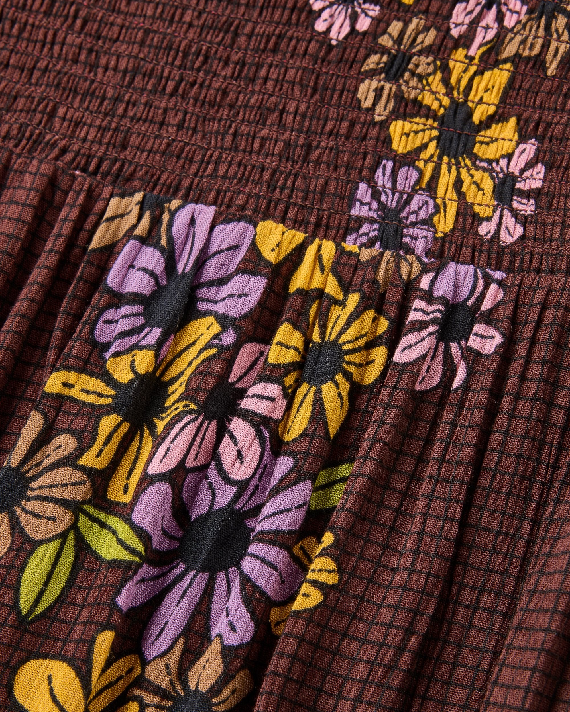 Soleis Woven Maxi Dress - Floral Grid Espresso - Image 3