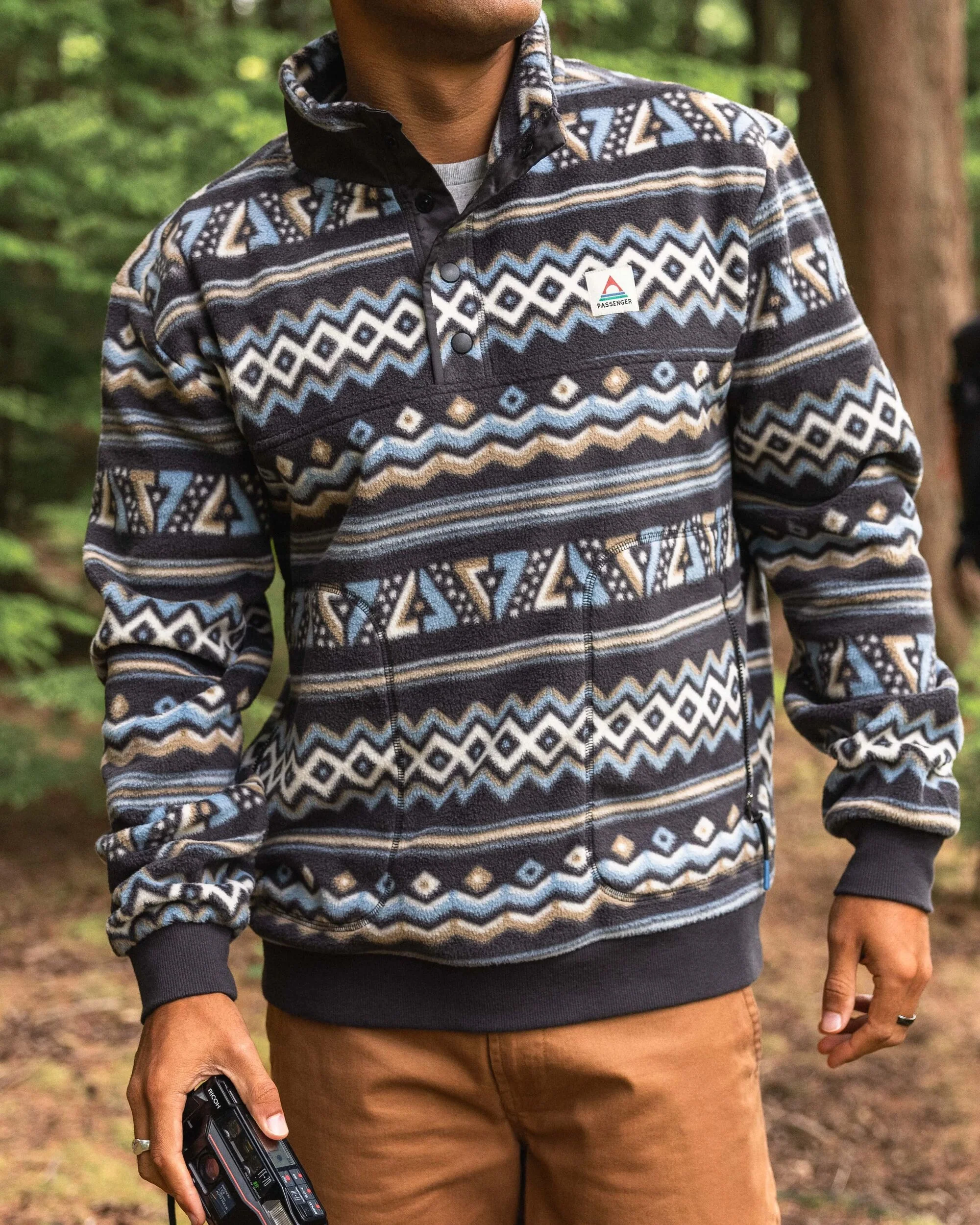 Take It Easy Polar Fleece - Geo Stripe Faded Black