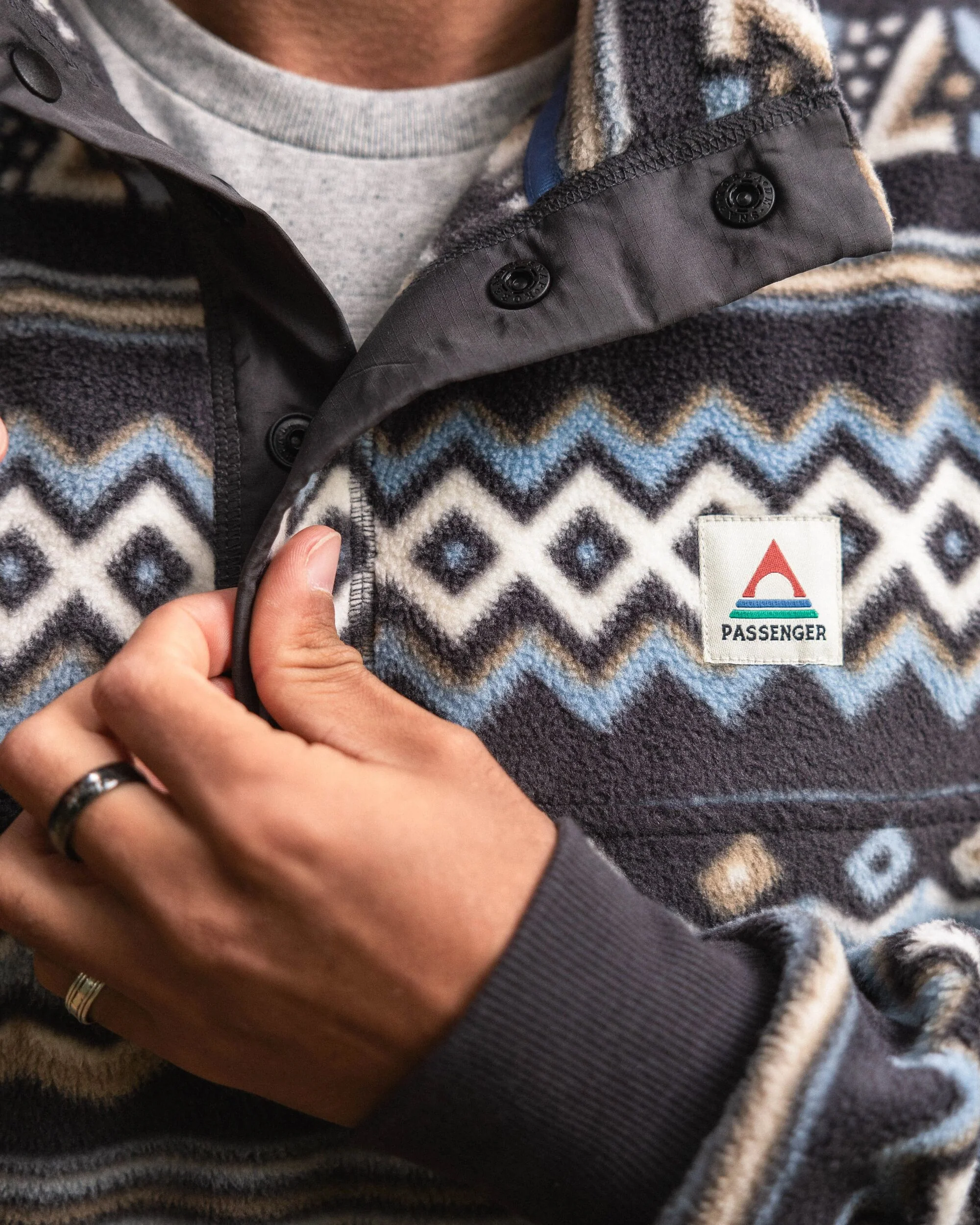 Take It Easy Polar Fleece - Geo Stripe Faded Black - Image 5