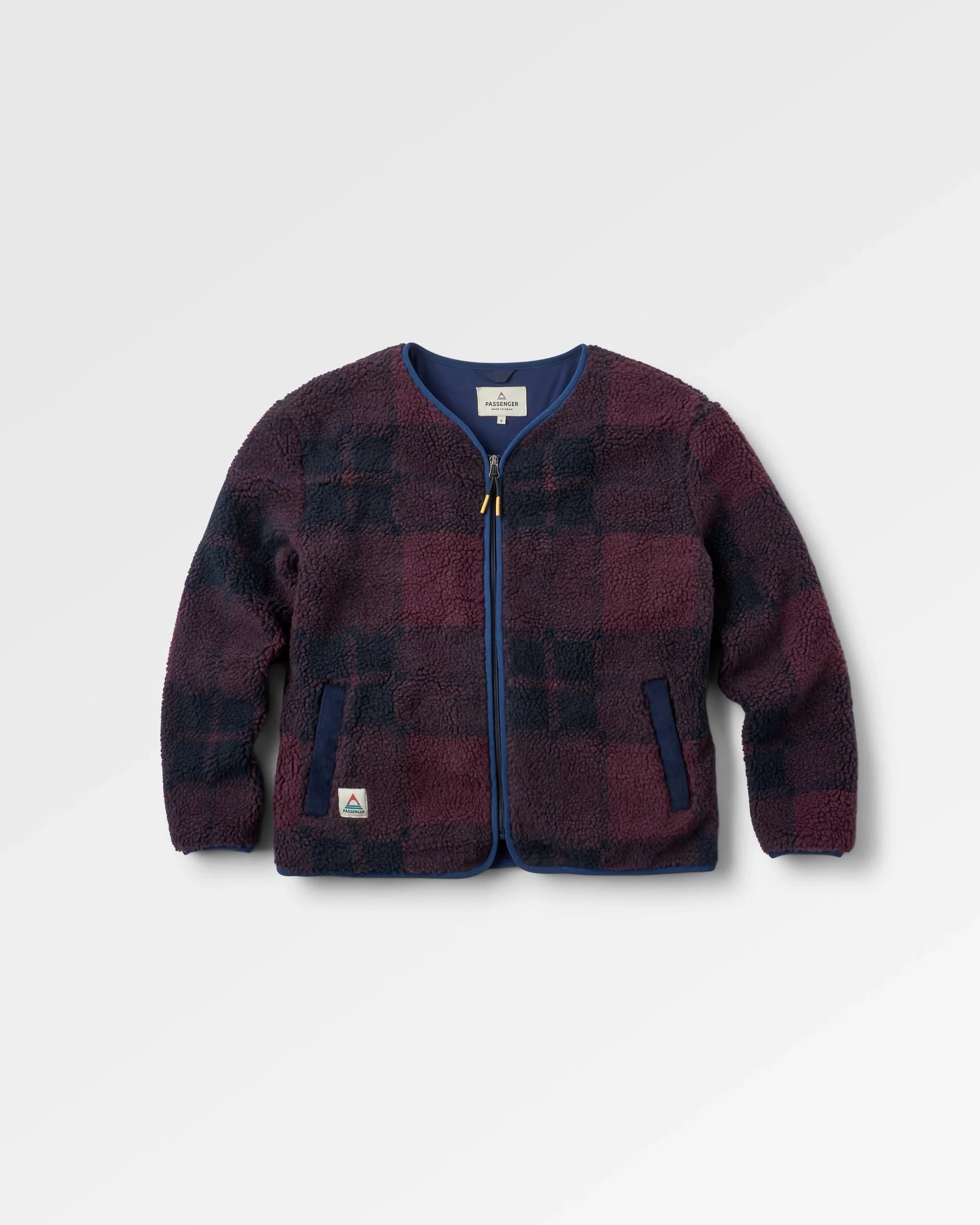 Tawny Deep-Pile Sherpa Fleece - Deep Plum/Deep Navy Check