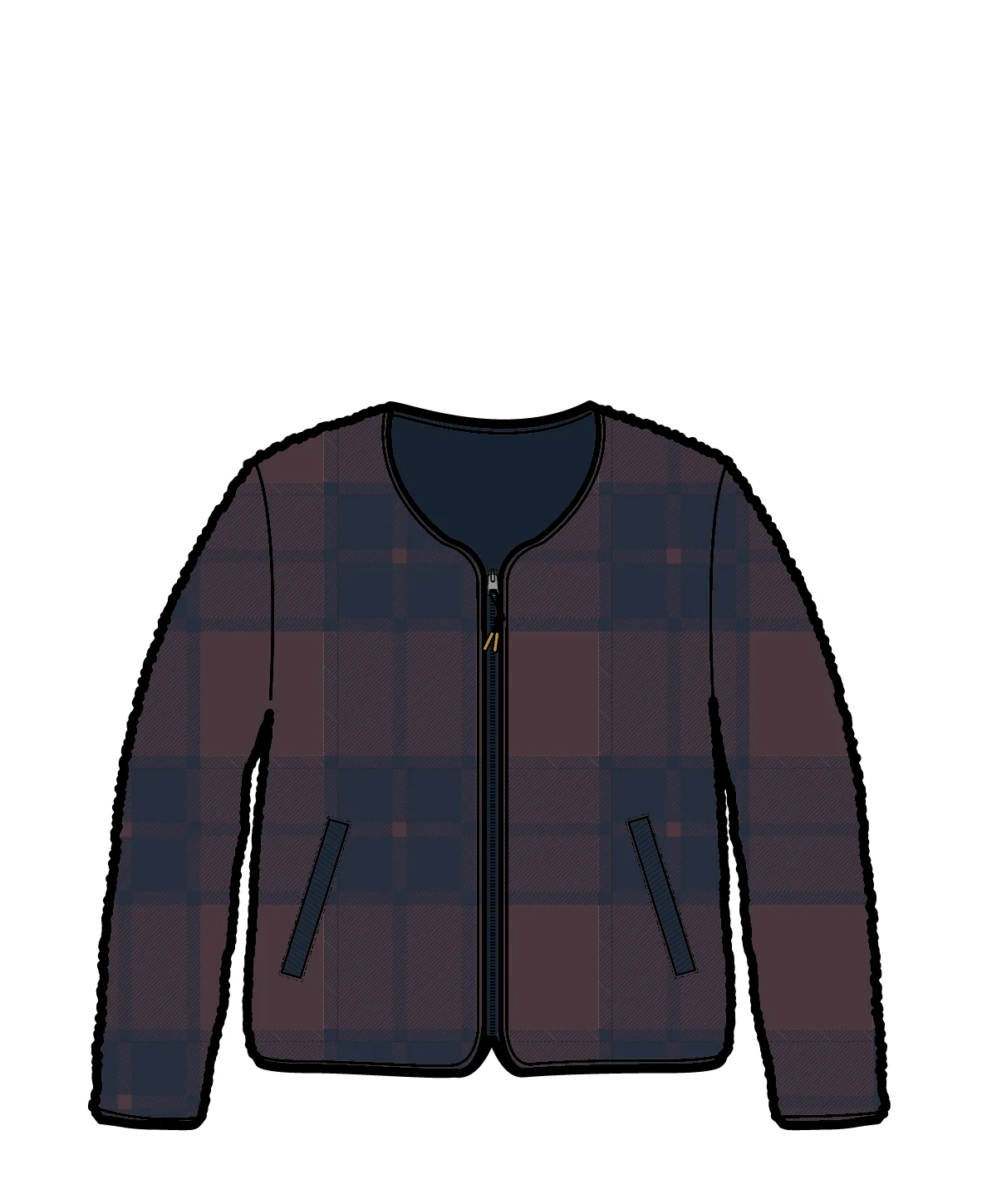 Tawny Deep-Pile Sherpa Fleece - Deep Plum/Deep Navy Check - Image 5