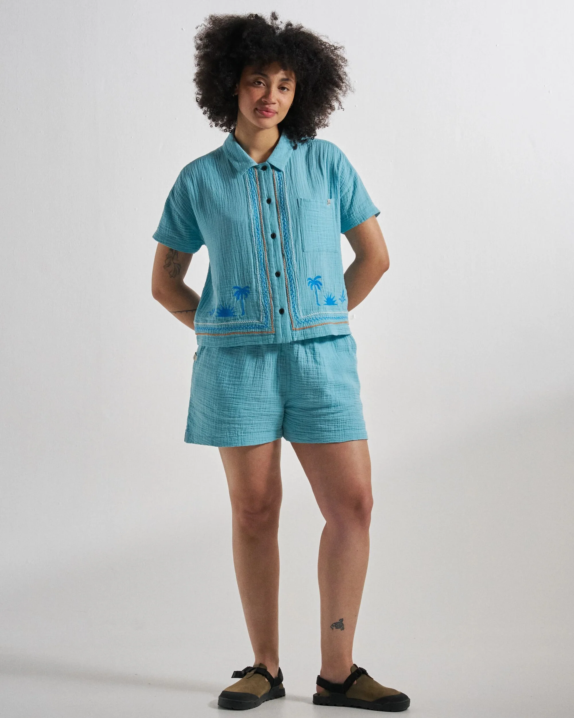 Waveney Cotton Short - Retro Blue - Image 6