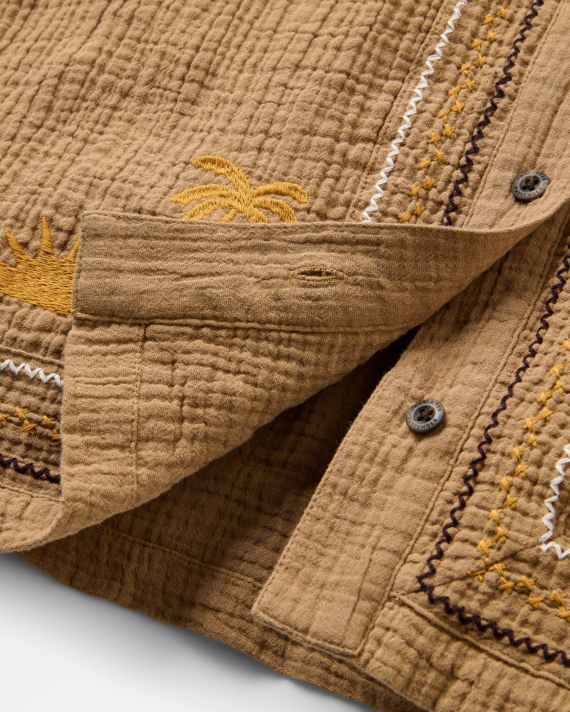 Waveney Short Sleeve Cotton Shirt - Caramel Brown - Image 12
