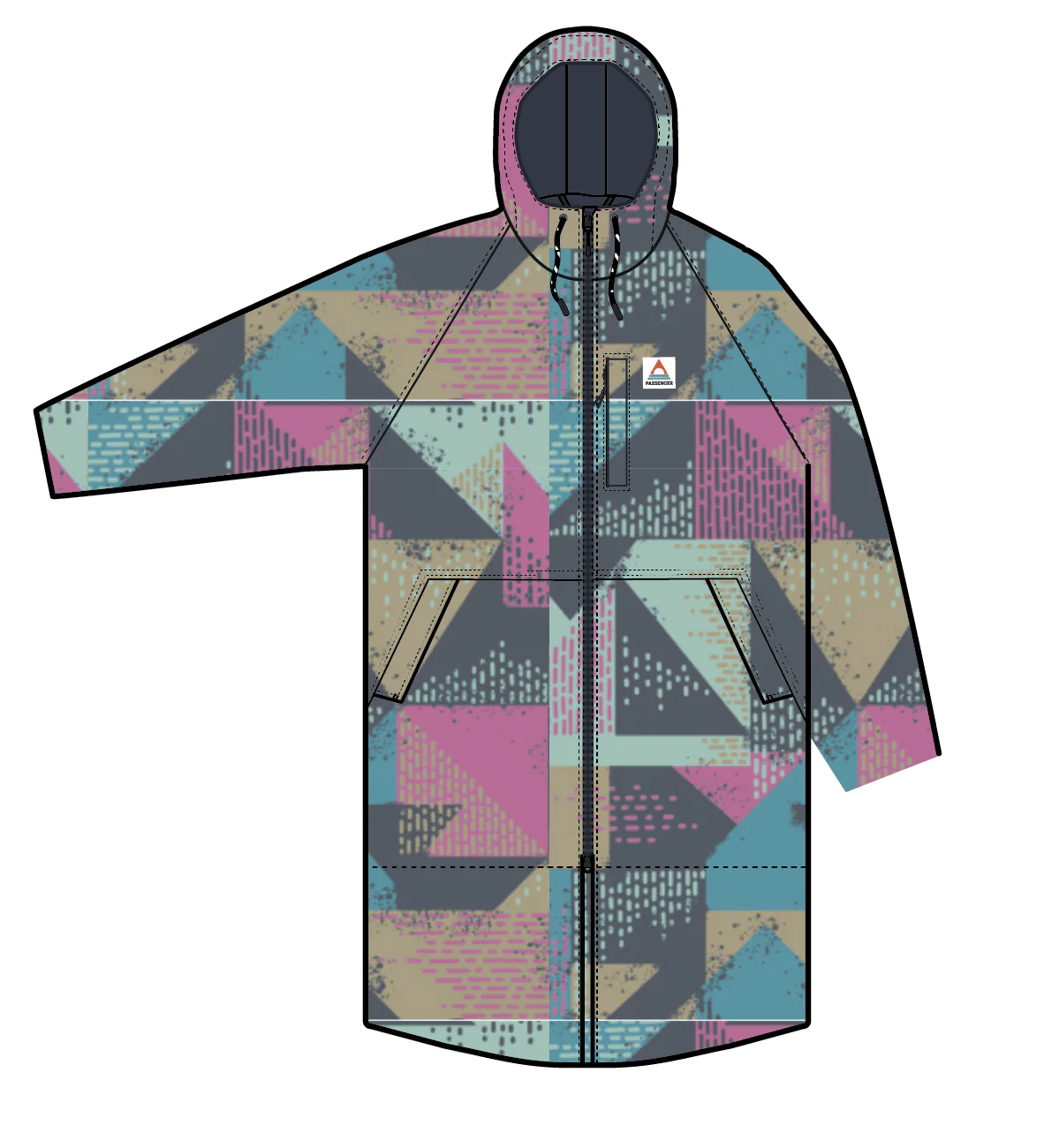 Waves Sherpa Lined Changing Robe - Mosaic Mountain Charcoal - Image 11