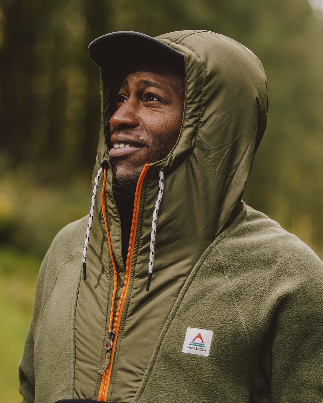 Woodland Hooded 1/2 Zip Polar Fleece - True Black/ Khaki - Image 8