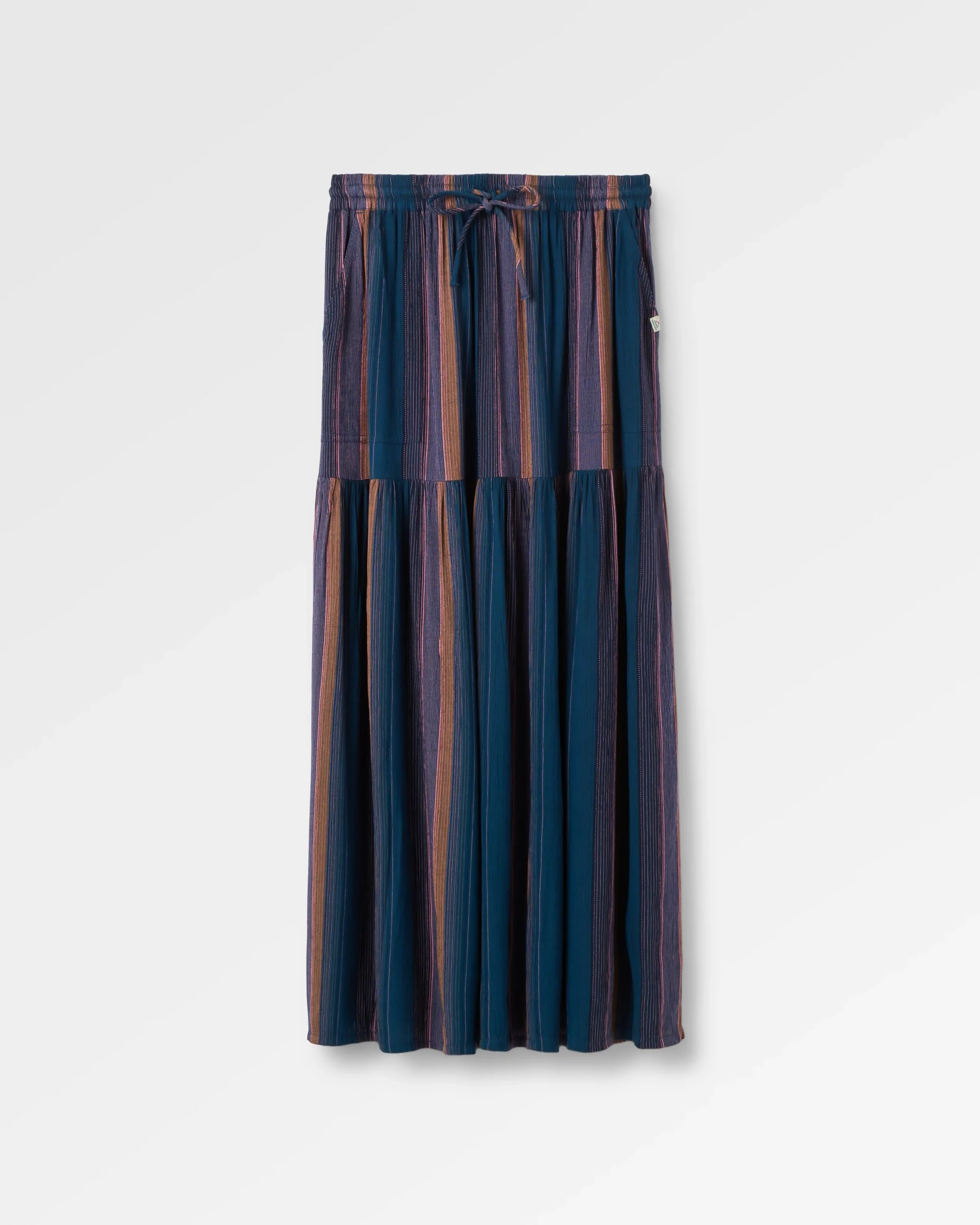 Zephyr Woven Maxi Skirt - Dark Denim Multi Stripe