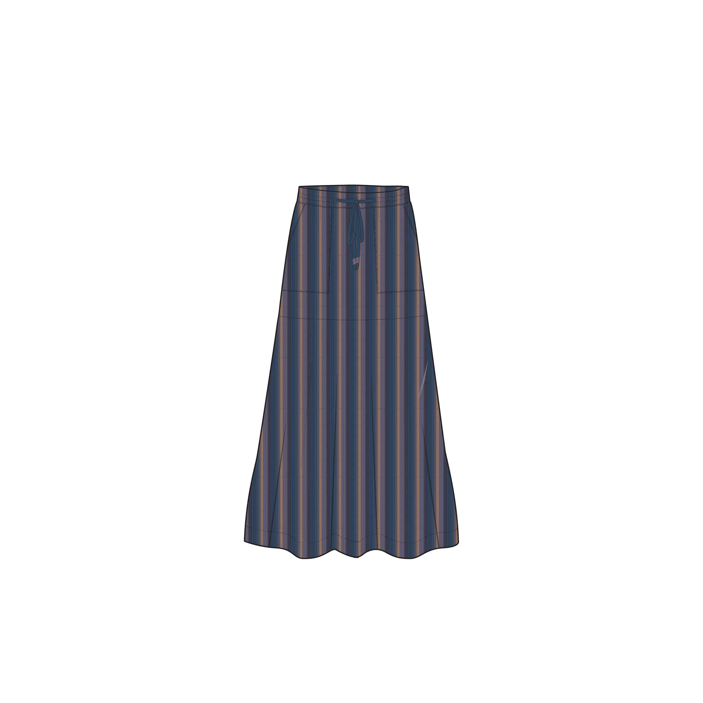 Zephyr Woven Maxi Skirt - Dark Denim Multi Stripe - Image 7